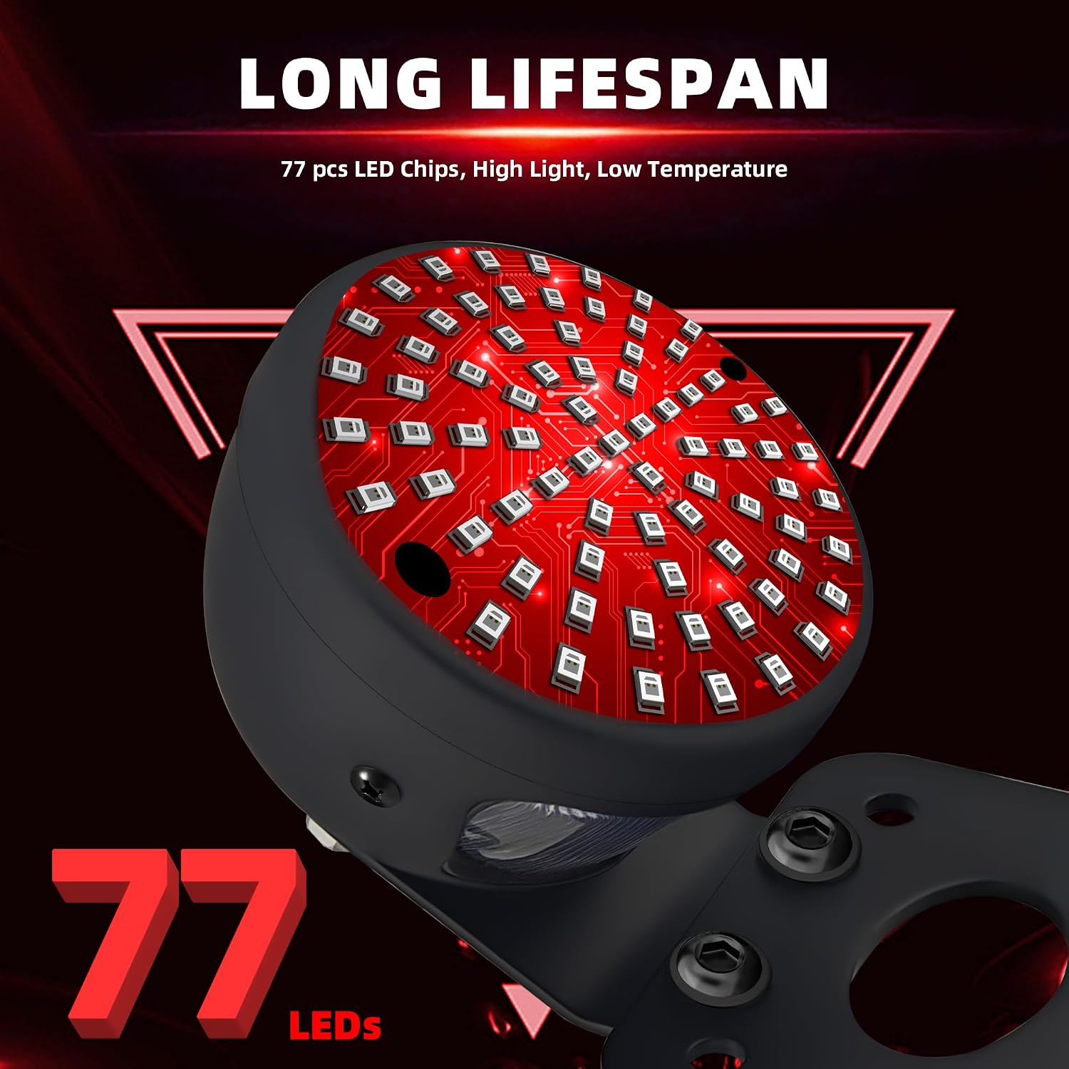 FATECIM 3/4" Motorcycle LED Brake Tail Light with Bracket, Motorcycle Rear License Plate Light Side Mount for Harley Sportster Bobber Chopper Cruiser Honda Yamaha Suzuki Kawasaki Black