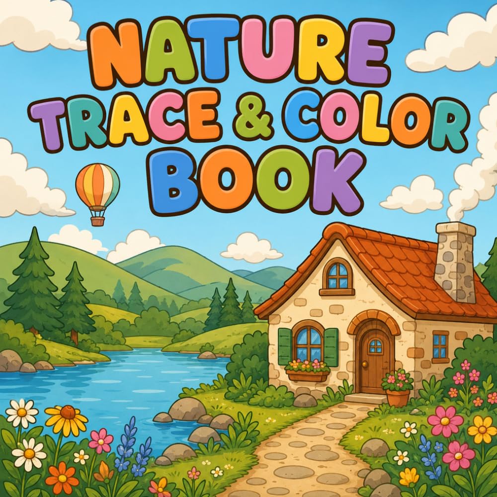 Nature Trace And Color Book: 40 Cozy Bold & Easy Nature Scenes to Trace and Color | Relaxing Coloring Book for Adults, Teens & Seniors for Stress ... Better Hand Coordination (Trace It Color It)
