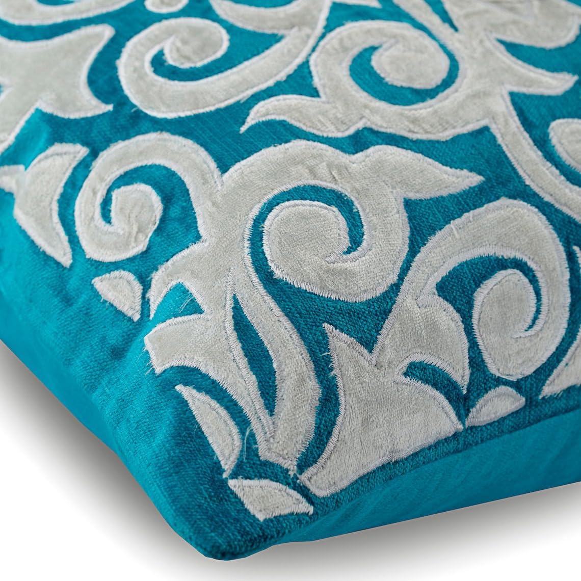 The HomeCentric Euro Sham Pillow, Blue European Shams 26x26 inch (65x65 cm) Velvet Euro Pillow Covers, Abstract, Moroccan, Applique, Modern Euro Pillow Shams Easter - Moroccan Tile