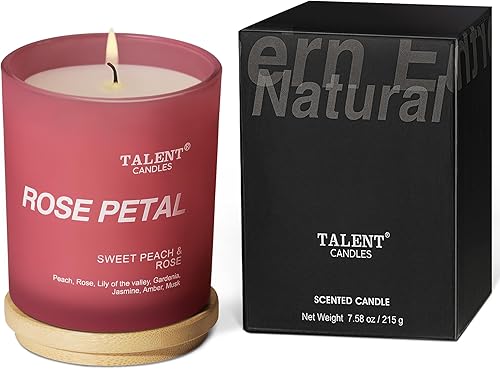 Velas para el hogar, cera de soja natural, vela perfumada para aliviar el estrés y relajación, melocotón dulce y rosa, tarro mediano, ideal para