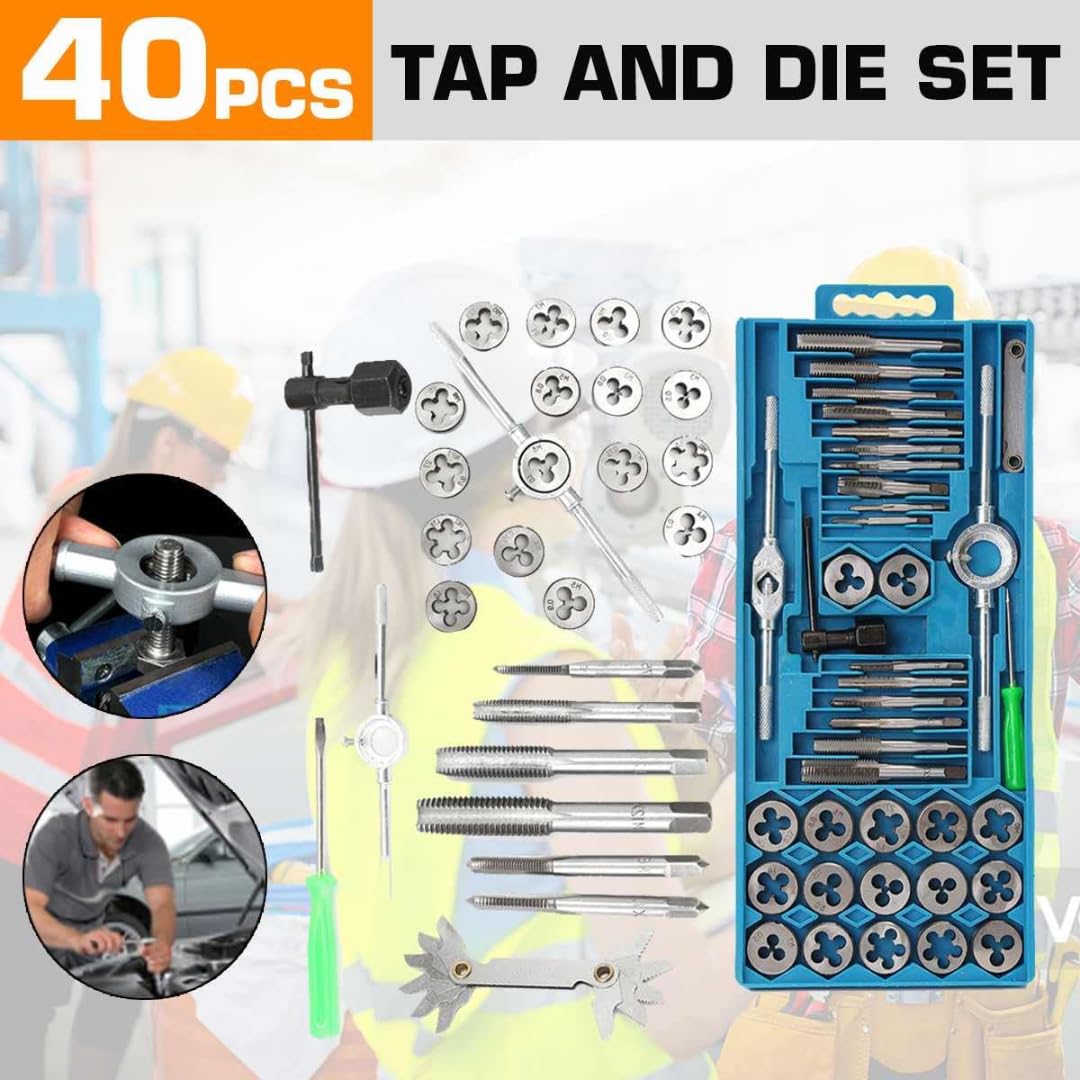 Jawsons™ 40 PCS Tap and Die Set | Carbon Steel Metric Threading Tool Kit with Wrenches & Case | Thread Cutter for Metal, Auto Repair, DIY & Workshop Use 4