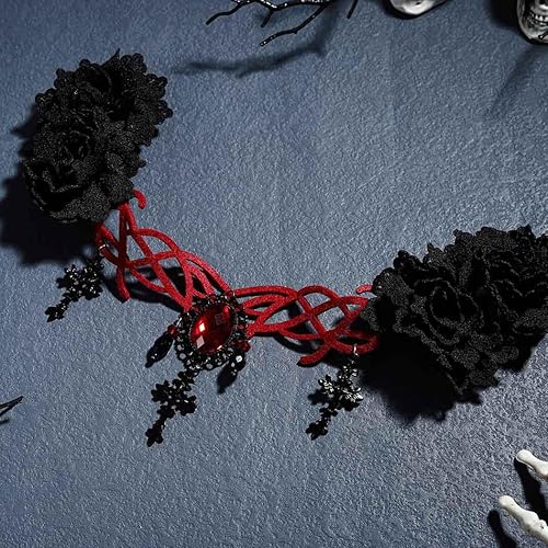 Miniatura 6 de Pinzas góticas para el cabello, con diamantes de imitación florales, pasadores de pelo con cuentas cruzadas, pasadores para el cabello, disfraz para