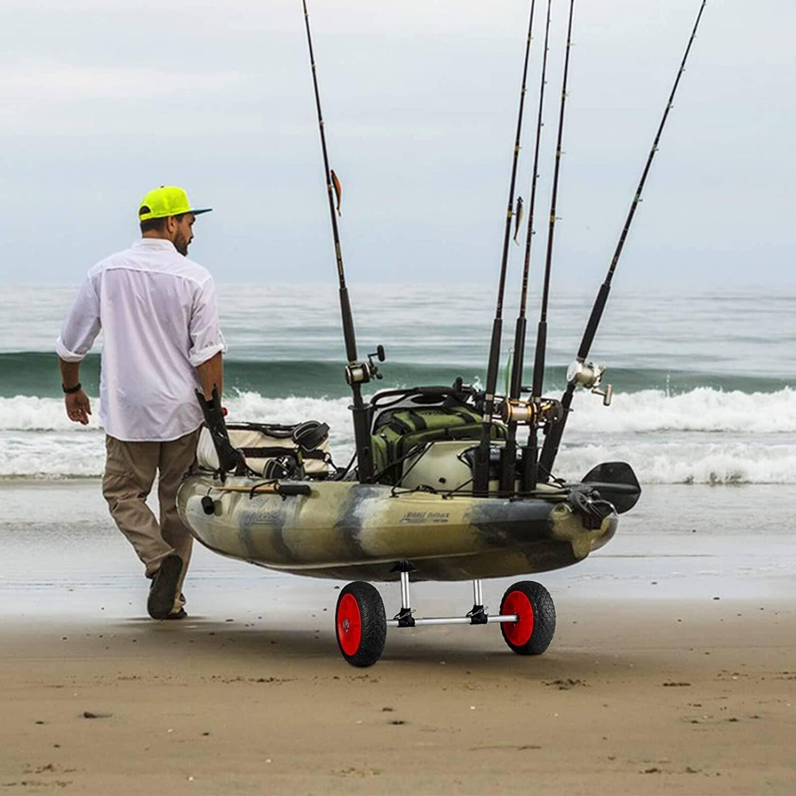 Baoblaze Carro de Transporte de Kayak con Soporte Recto Carrito Carro Portakayak y Remolque Aleación de Aluminio Ruedas para Playa Ajuste 8-42.5 Cm Adecuado para Orilla Trayectos a la
