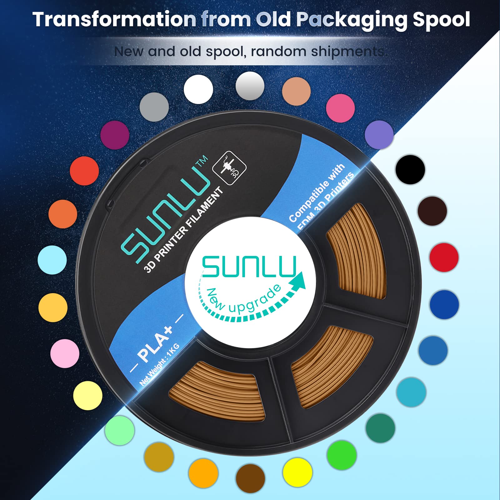 SUNLU Filamento PLA+ 1.75 mm per Stampante 3D e Penne 3D, Filamento PLA Plus 1KG,Neatly Wound, Precisione di Tolleranza del Filamento +/- 0.02 mm (Marrone)