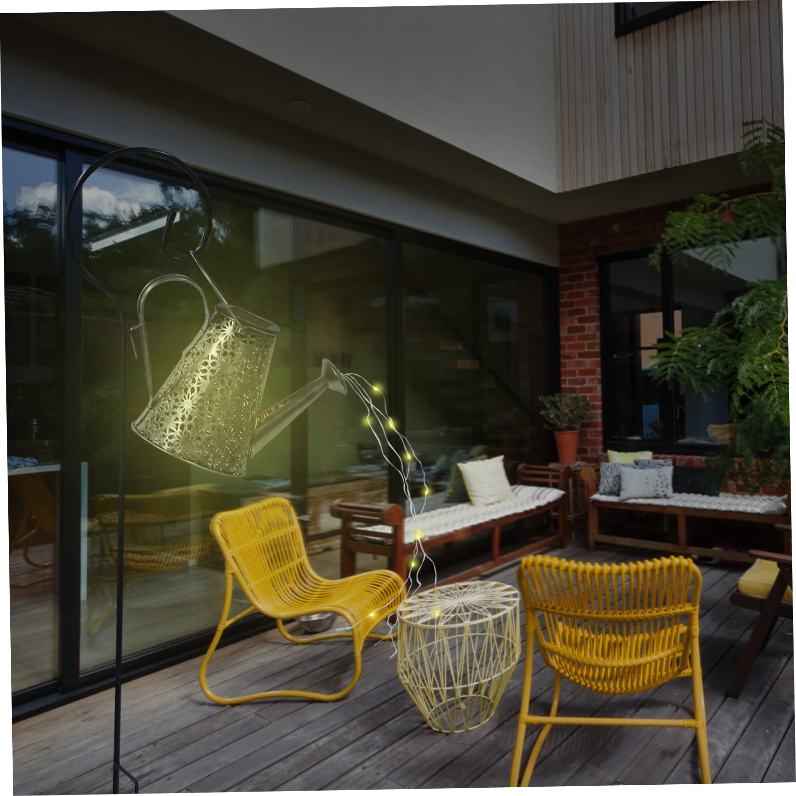 Gogogmee Lar-Powered Kettle Light Garden Decor Weatherproof Solar Lantern for Patio Yard