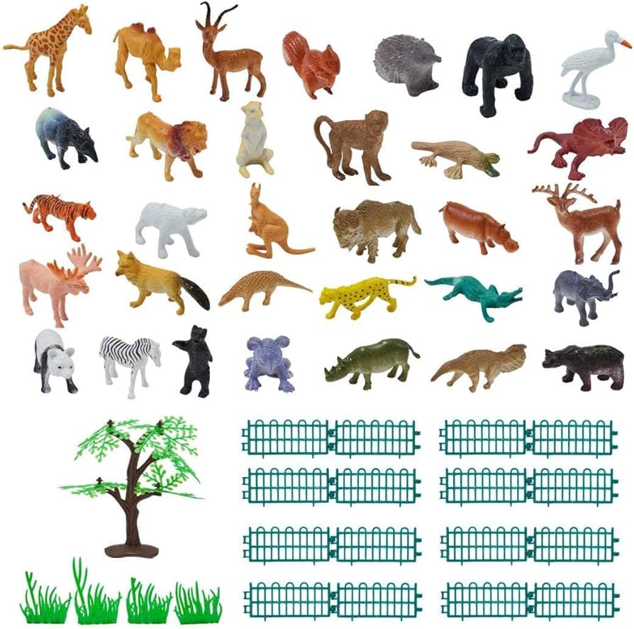 Amazon.co.jp: [32種類の動物＋16個の柵＋4つの草原＋1本の木