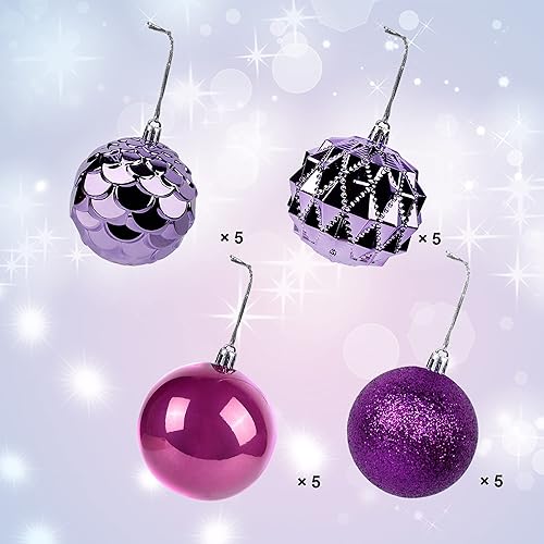 Miniatura 37 de Lulu Home Adornos de esferas para árbol de Navidad, 34 unidades, esferas colgantes Dorado