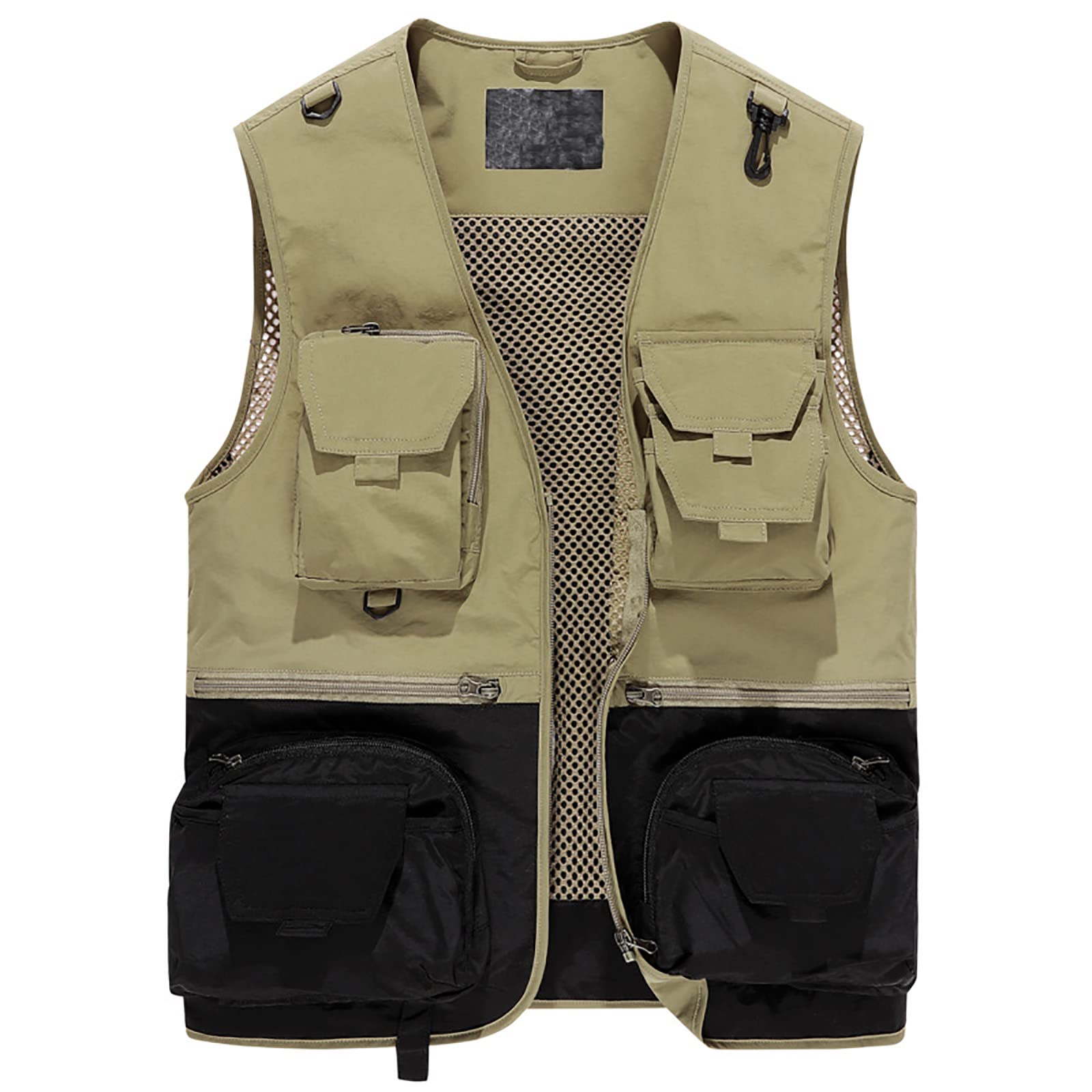 Gilet Woolrich Homme Beige – Laine, Poches Multiples, Style Photo/cargo, Taille M
