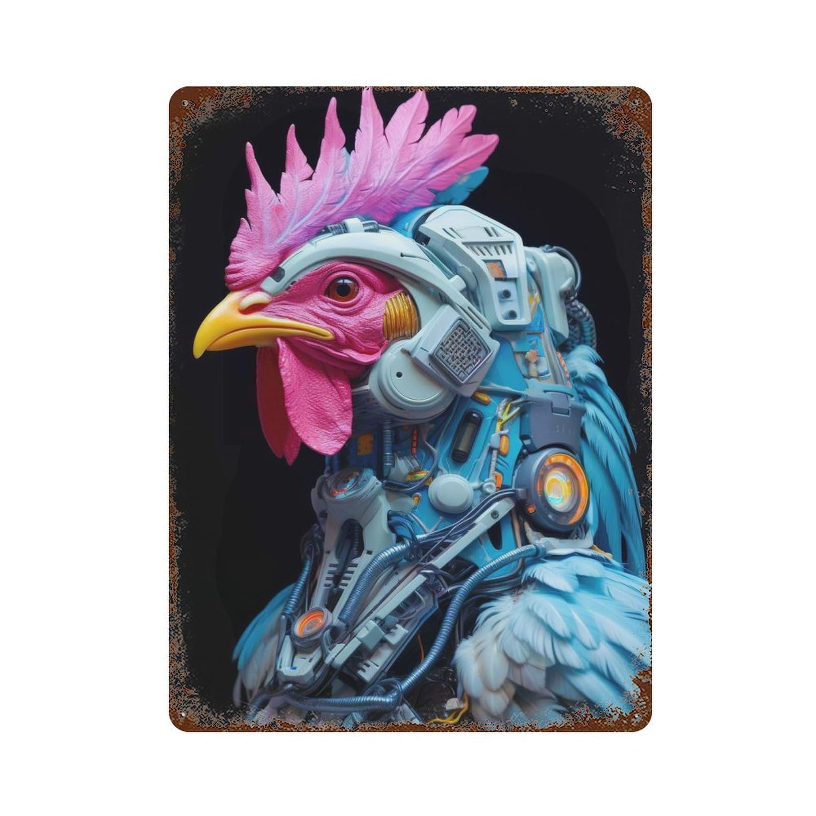 Chicken 05 Cool 15.7"x11.8" Weathered Tin Sign, Decorative Metal Wall Art for Cafe, Home Bar And Lounge Decor