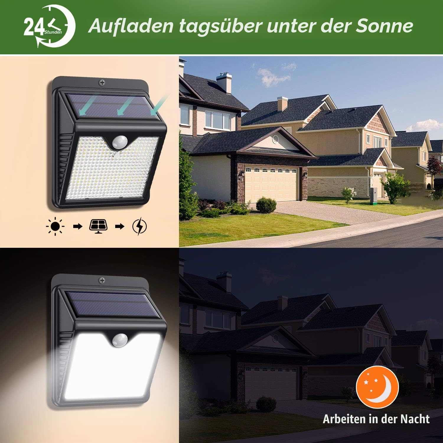 Solarlampen für Außen,6 Stück 150 LED 2000mAh Solarleuchten für Außen, Aussenleuchte mit Bewegungsmelder Solar Wasserdichte Wandleuchte für Garten, Schwarz