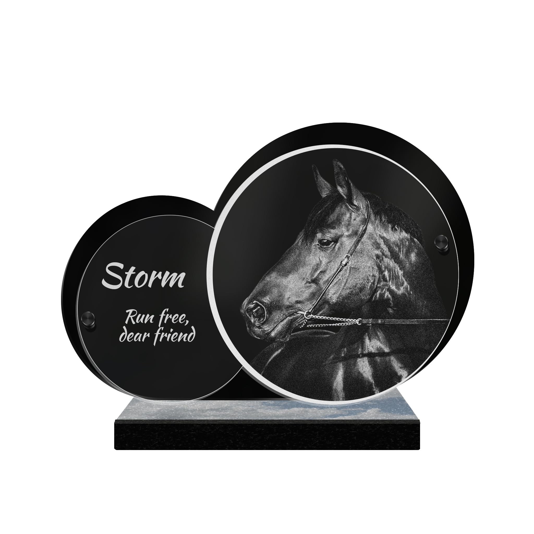 ETERNEL - Personalized Double Circle Memorial Plaque for Animals - Dog, Cat, Rabbit, Pets, Customizable Photo and Text, Laser-Engraved Memorial Plaque for Tribute