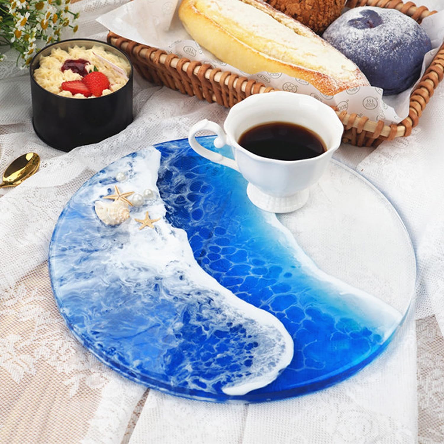 Round Coaster Epoxy Silicone Mold, Large Tray Mold, 11.8 Inch Round Plate, Rolling Tray for Resin Casting, DIY Jewelry Holder, Home Decor image 2