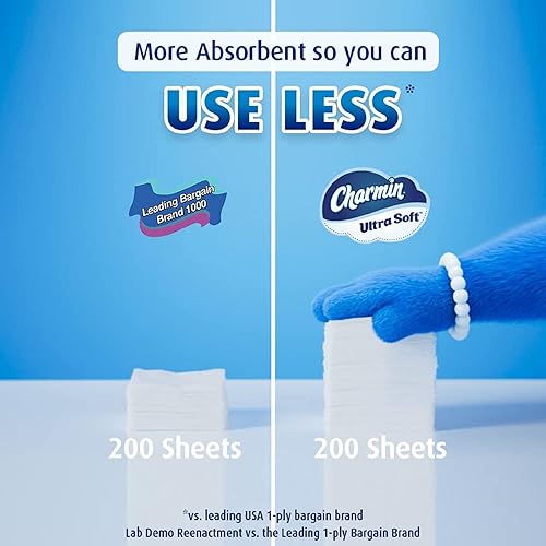 Miniatura 2 de Papel higiénico ultra suave y acolchado al tacto compatible con Charmin, 60 megarrollos familiares  306 rollos regulares