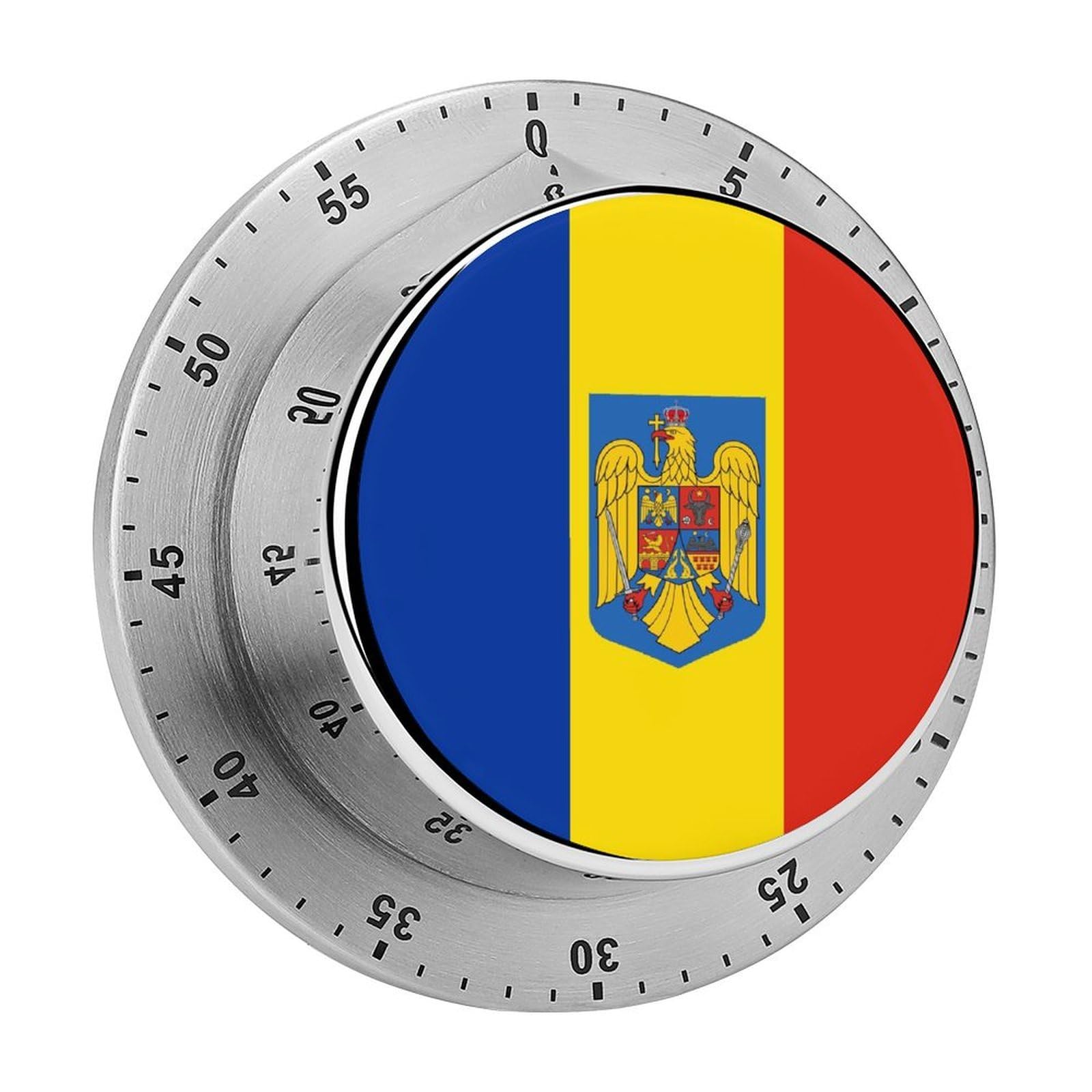 Romania Flag Romanian Coat of Arms Magnetic Timer for Kitchen Cooking Productivity Stainless Steel Timers with Alarm