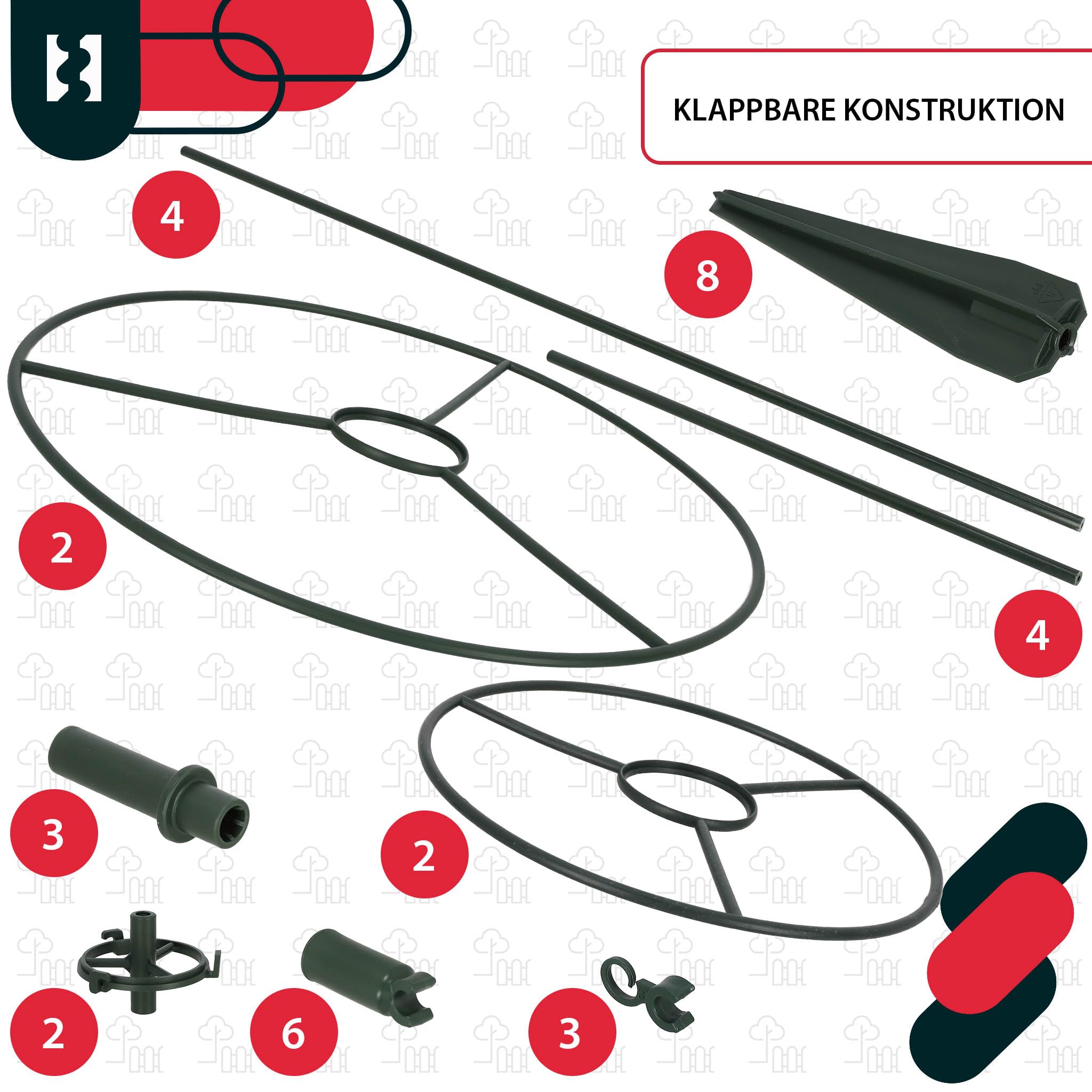 KOTARBAU® Traliccio per Rampicanti ⌀ 35 x 80 cm, Sostegno per Piante, PVC | 6 Pezzi, Supporto per Piante Rampicanti, Tutori Pomodori, Supporti per Piante, Griglia per Piante Rampicanti, Verde, Rotondo