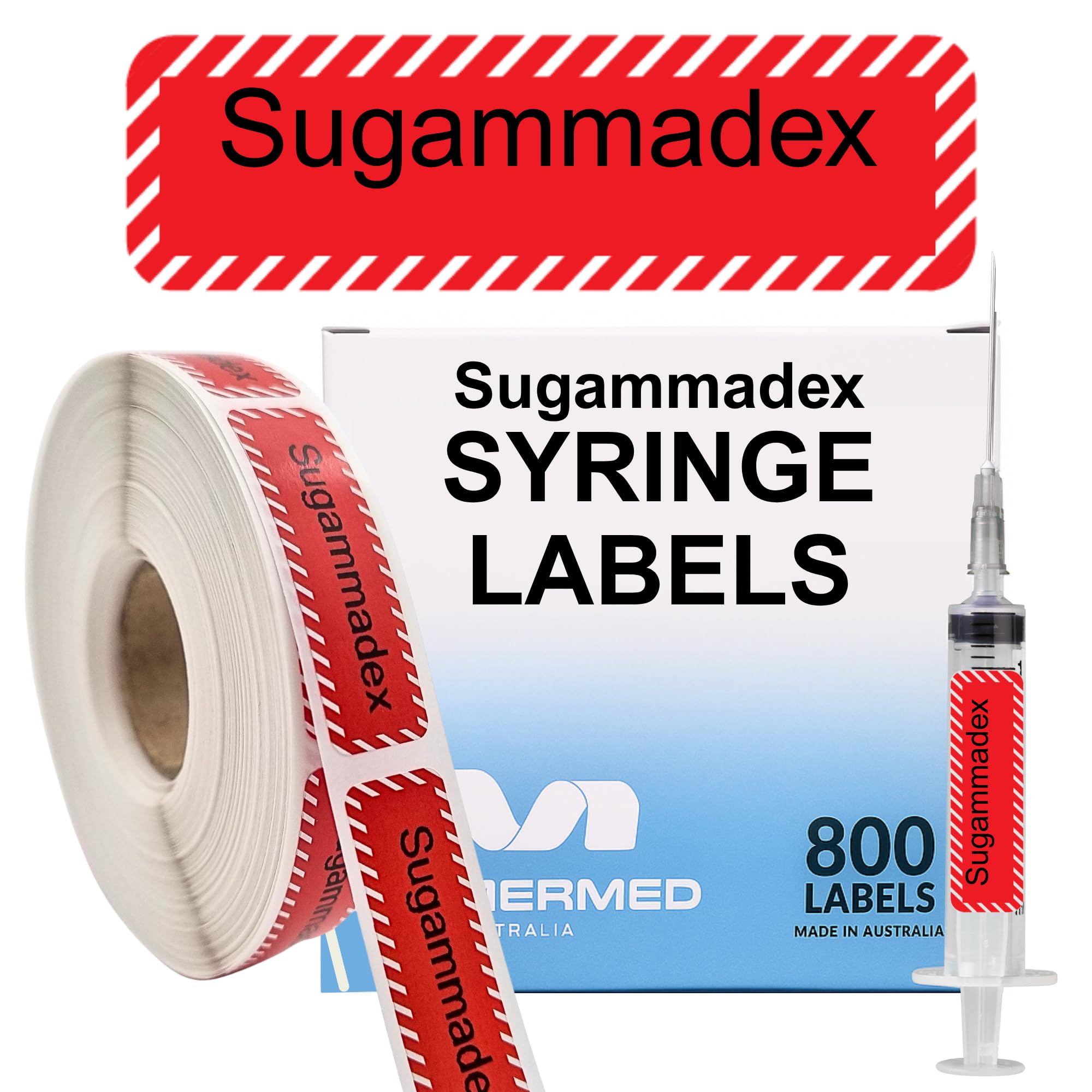 Etiquetas para jeringas anestésicas de Sugammadex sin látex para un marcaje seguro y permanente 8