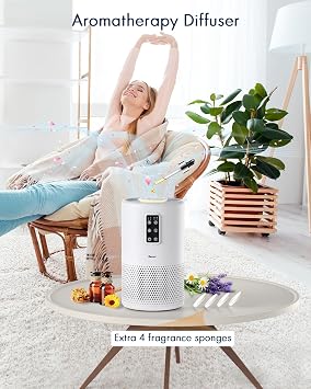 Air Purifiers for Home Large Room up to 1600ft2, VEWIOR H13 True HEPA Air Purifier for Bedroom with night light, Fragrance Sponge, Sleep Mode, Timer, Lock, Pesticide