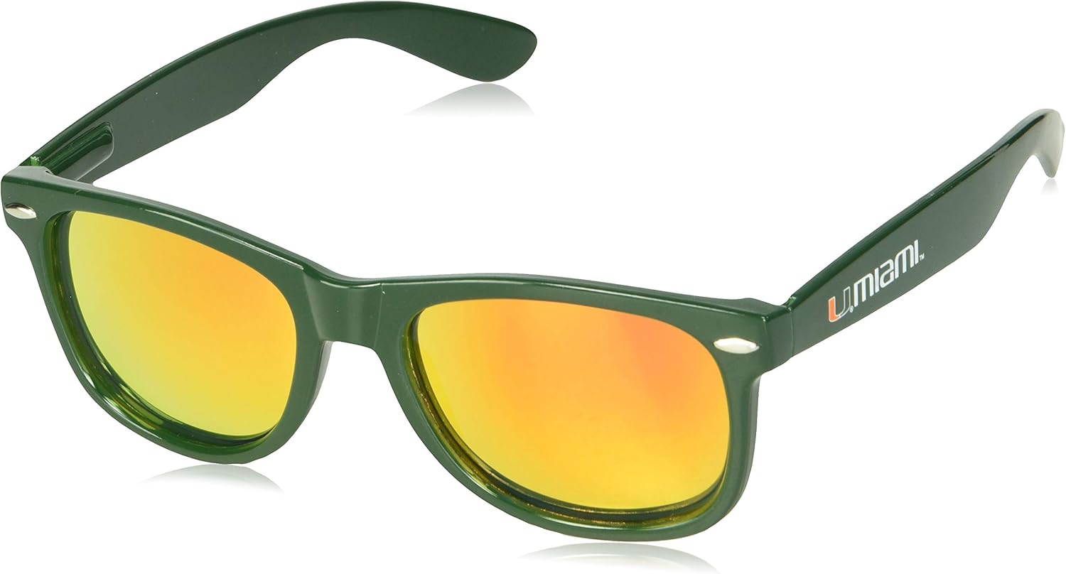 NCAA Miami Hurricanes MIAFL-2 Green Frame, Orange Lens Sunglasses, One Size, Green