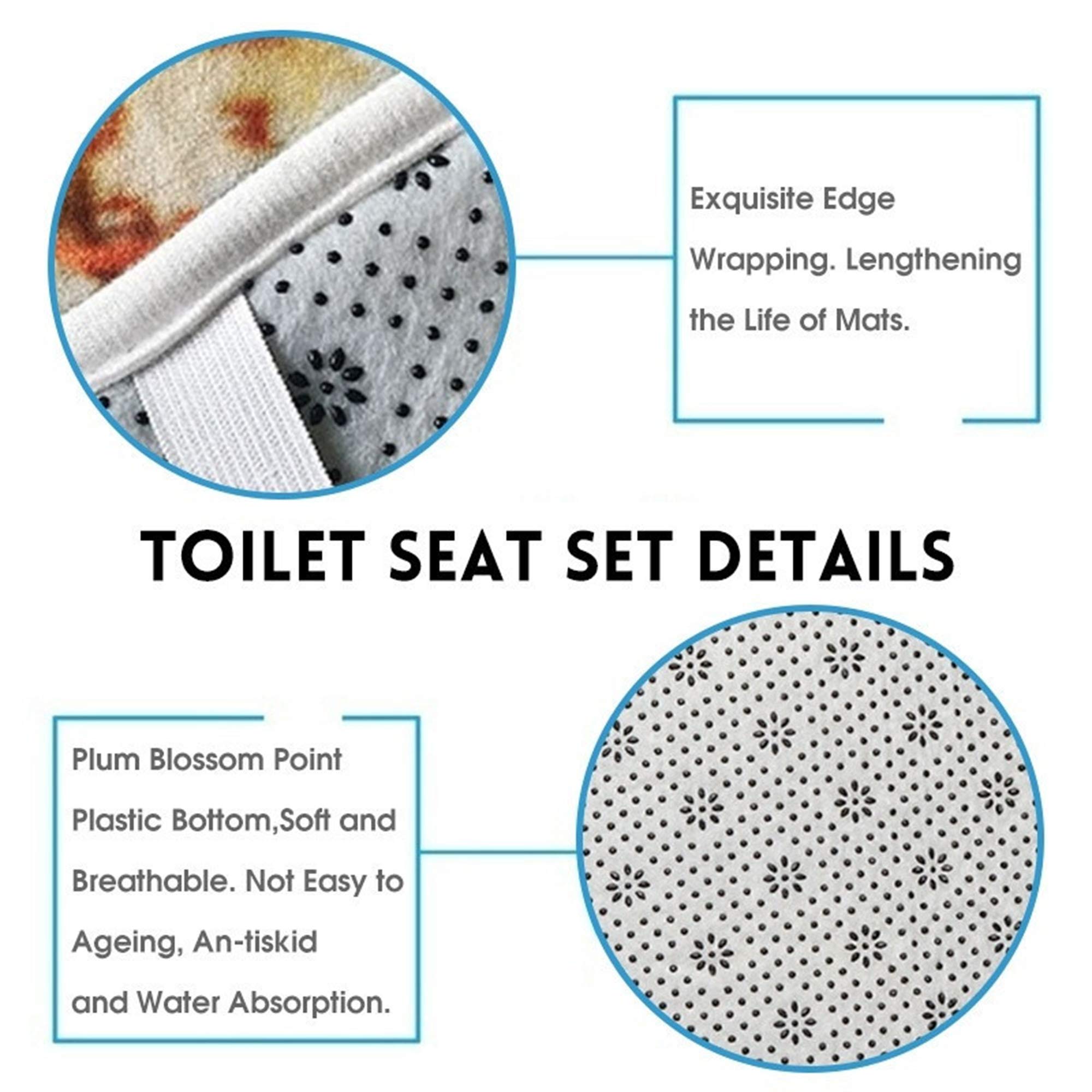 MEHOFOND 4-teiliges Weihnachts-Duschvorhang-Set - Mit Badematte, WC-Deckel & Teppich, Schneeflocken-Muster