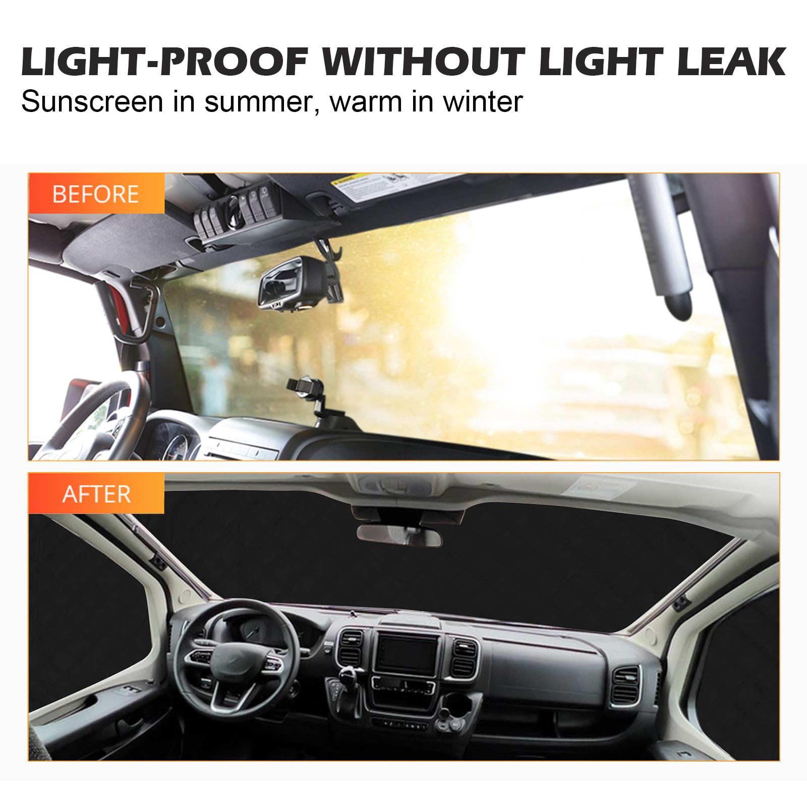 Osłona przeciwsłoneczna na przednią szybę samochodu, zamiennik do Ford Transit Custom 2012-2022, 3-częściowa ochrona przed słońcem, przednia szyba z kieszenią do przechowywania, osłona