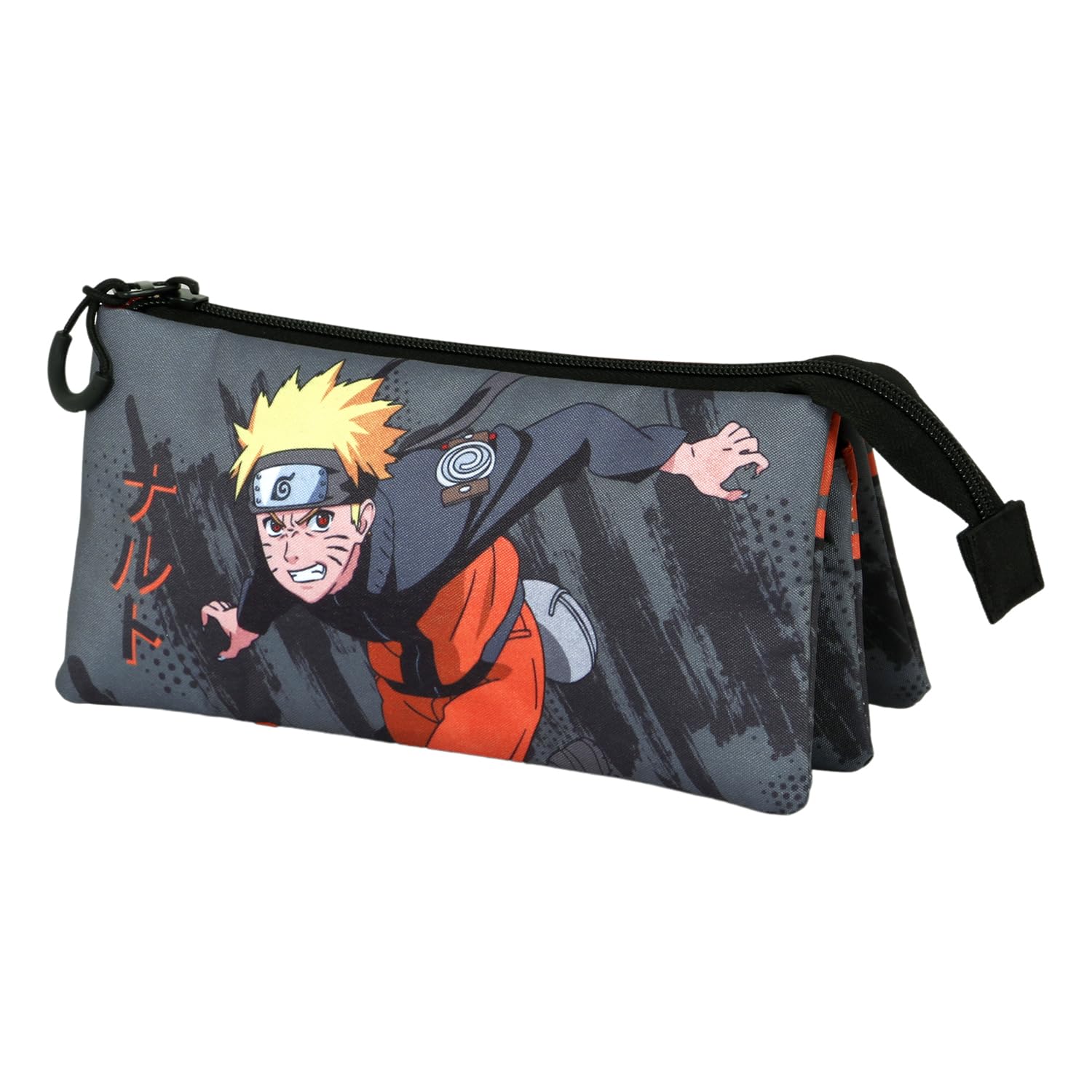 Naruto Shuriken-FAN Triple Pencil Case 2.0, Grey, 23 x 11 cm