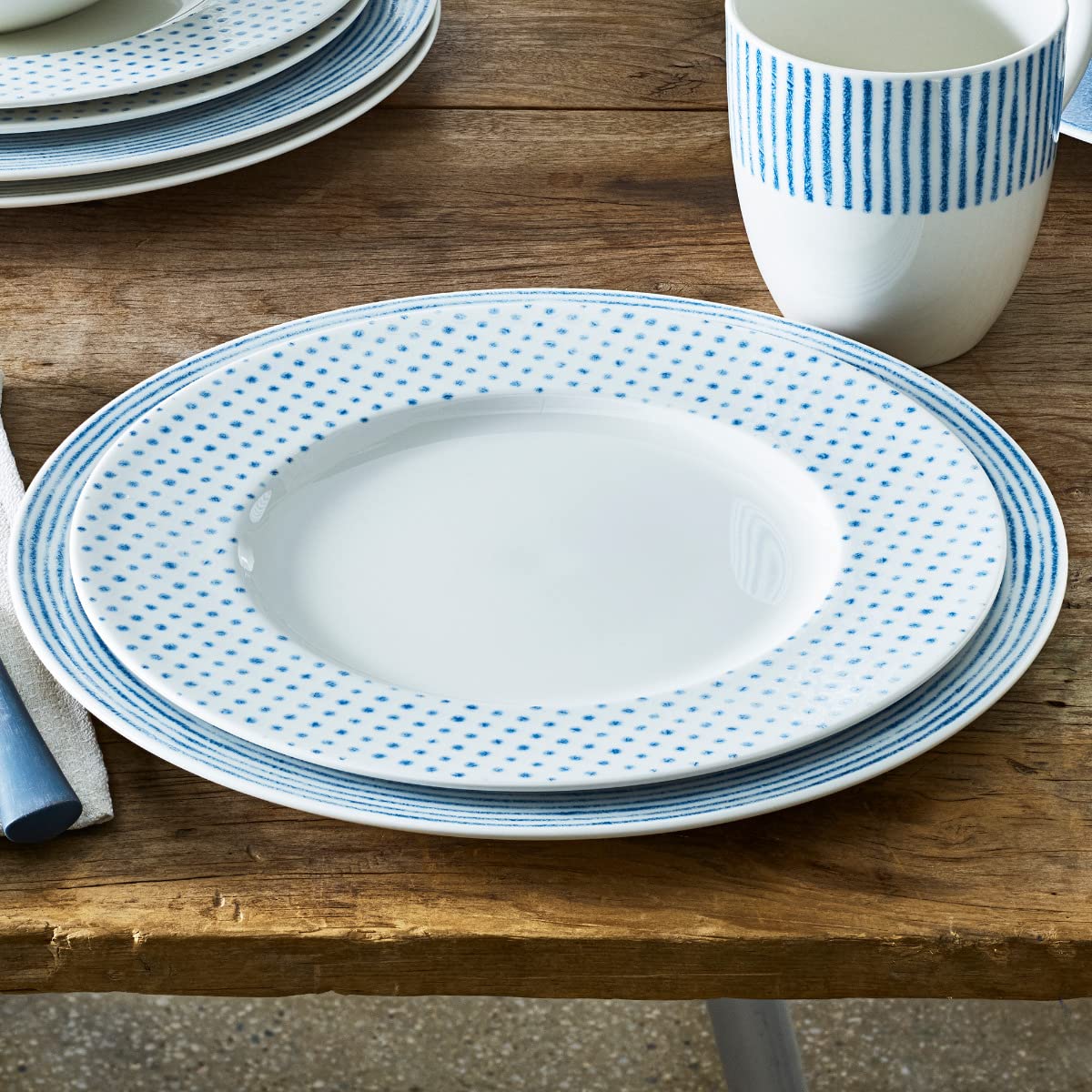 【美品】Ｎoritake ROMANBLUE 食器セット 5客 Amazon.com | Noritake Blue Hammock 12-Piece Rim Dinnerware Set