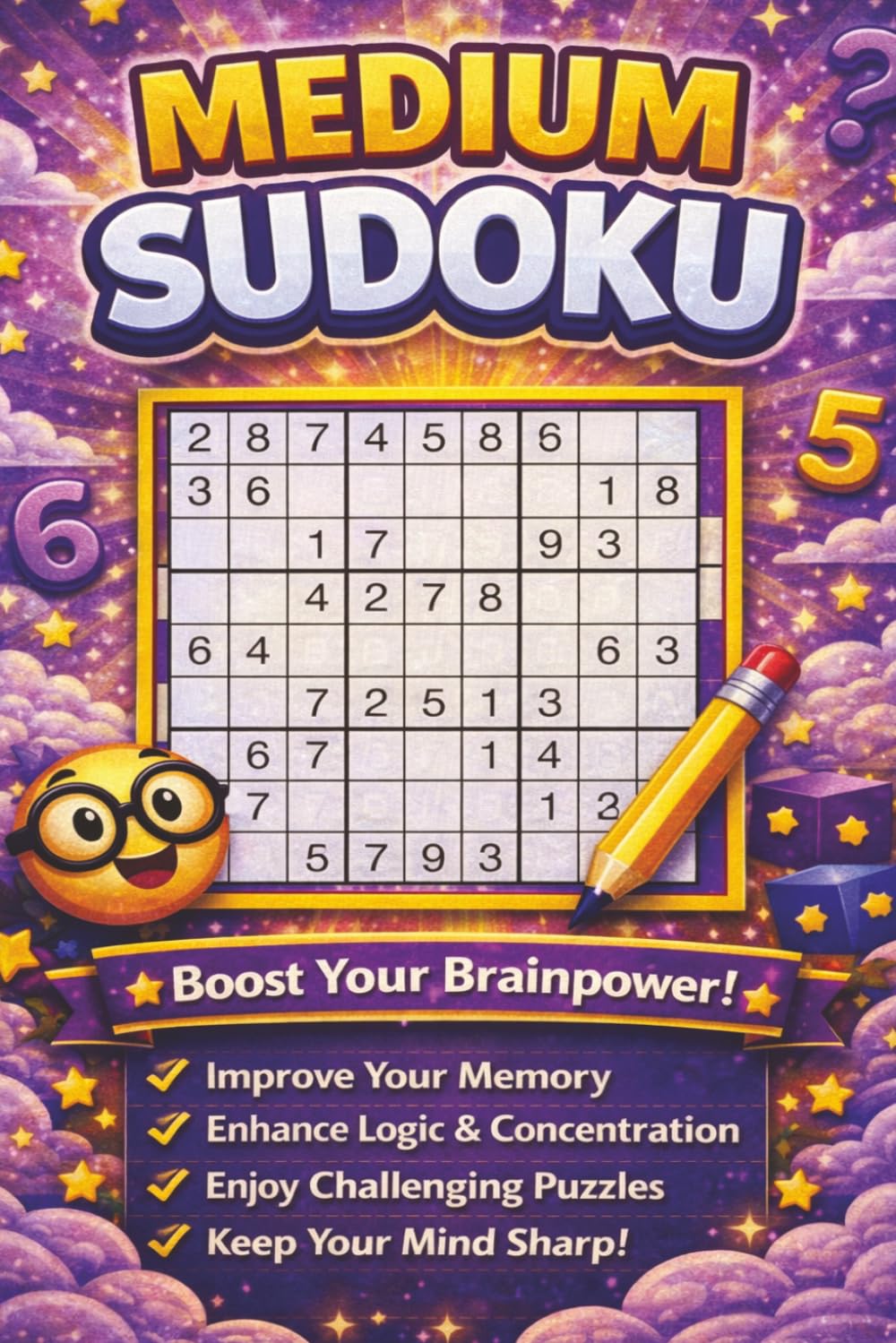 Medium Sudoku Large Print: Puzzle Book for Adults, Seniors and Beginners | Brain Games to Improve Memory, Focus and Logic Skills