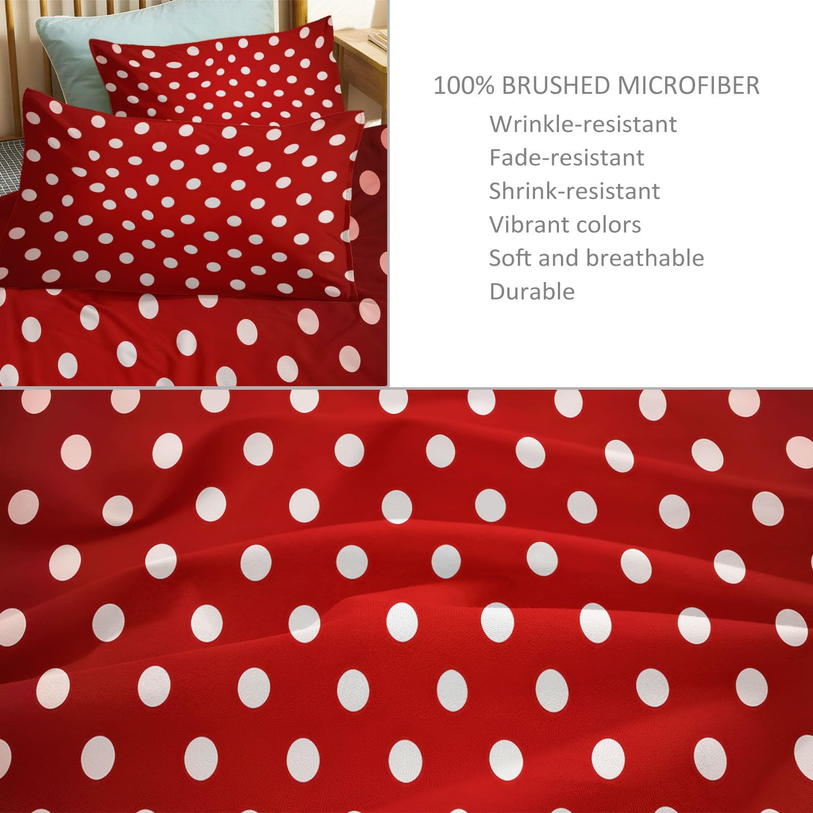 Generisch Poszwa na kołdrę dla chłopców i dziewczynek, miękka mikrofibra, 240 x 220 cm, dwustronna, nowoczesna, abstrakcyjna krawędź w kropki, 3-częściowy zestaw z 2 poszewkami na poduszkę, do
