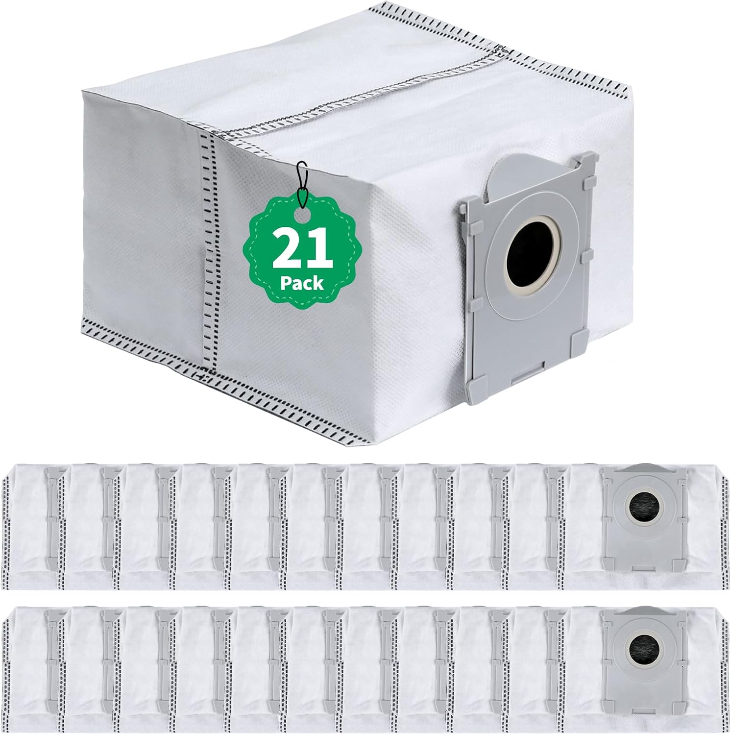 21 Pack Replacement Dust Bags Compatible with ECOVACS DEEBOT X9 PRO Omni, T50 PRO, T50 MAX, X8 PRO Omni, T80 Omni - Large Capacity Disposable Vacuum Cleaner Bags