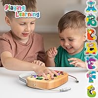 Vista 4 de Tablero de actividades Montessori para niños pequeños, juguete sensorial de madera para autismo, con interruptor, 17 luces LED para niños de 1 a 6