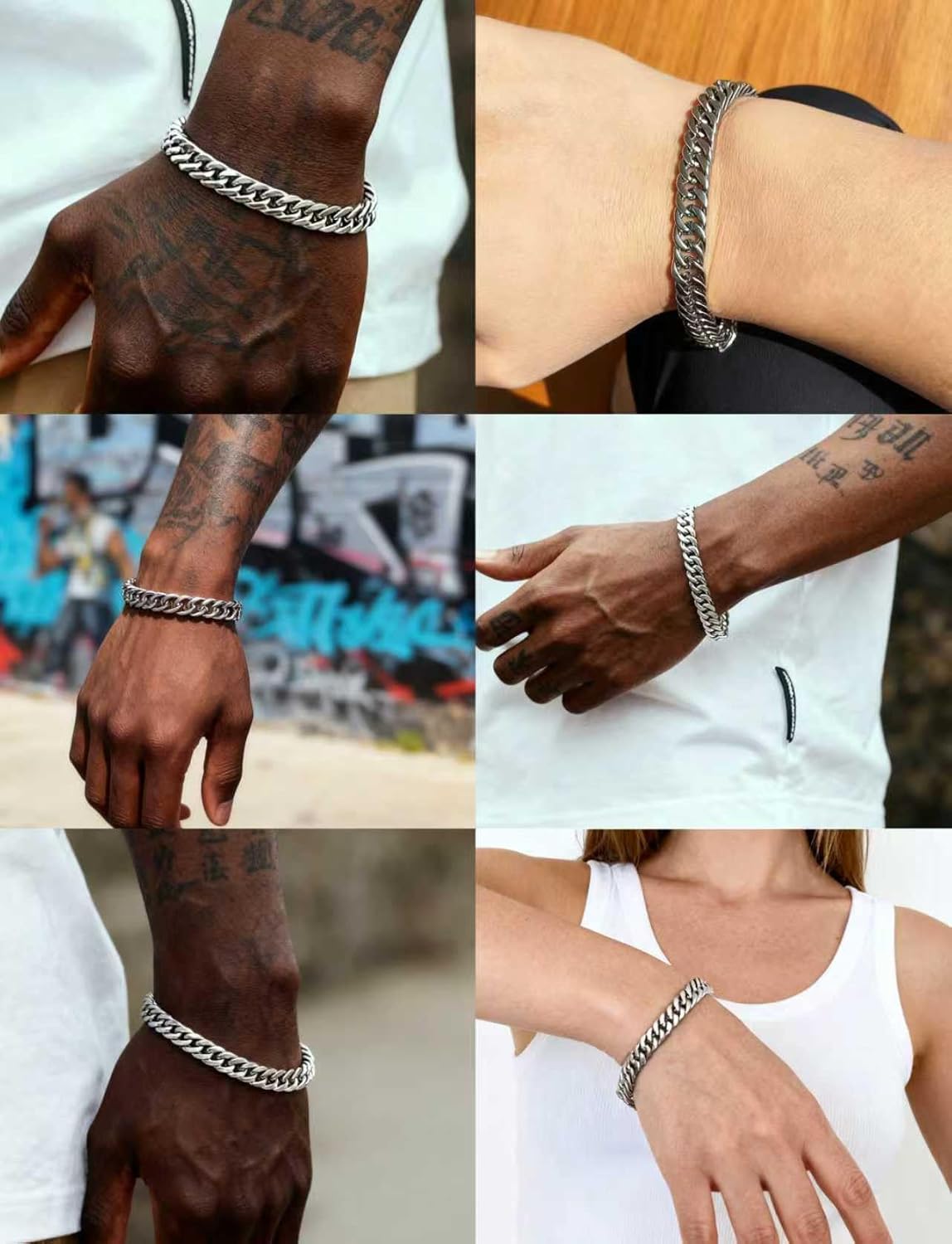 Stainless Steel Mens Cuban Link Chain, Miami Cuban Chain Bracelets for Men, 5-8mm Wide 7.5 8 8.5Inch Hip Hop Mens Bracelets,No Tarnish，Mens Jewelry，Send Gift Box Valentine's Day - Image 3