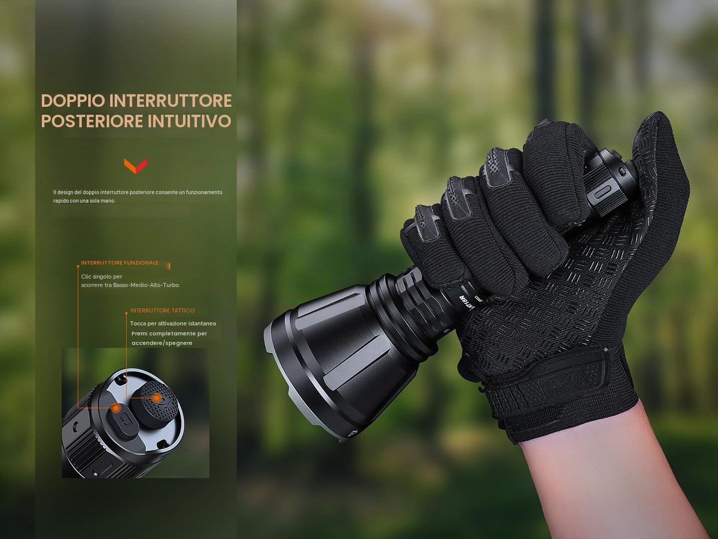 fenix HT18R, torcia LED ricaricabile ultra luminosa a lungo raggio | 2800 lumen | 1,1 km | 42 ore max | interruttori tattici a doppia coda | strobo istantaneo | filtri rossi e verdi inclusi | IP68