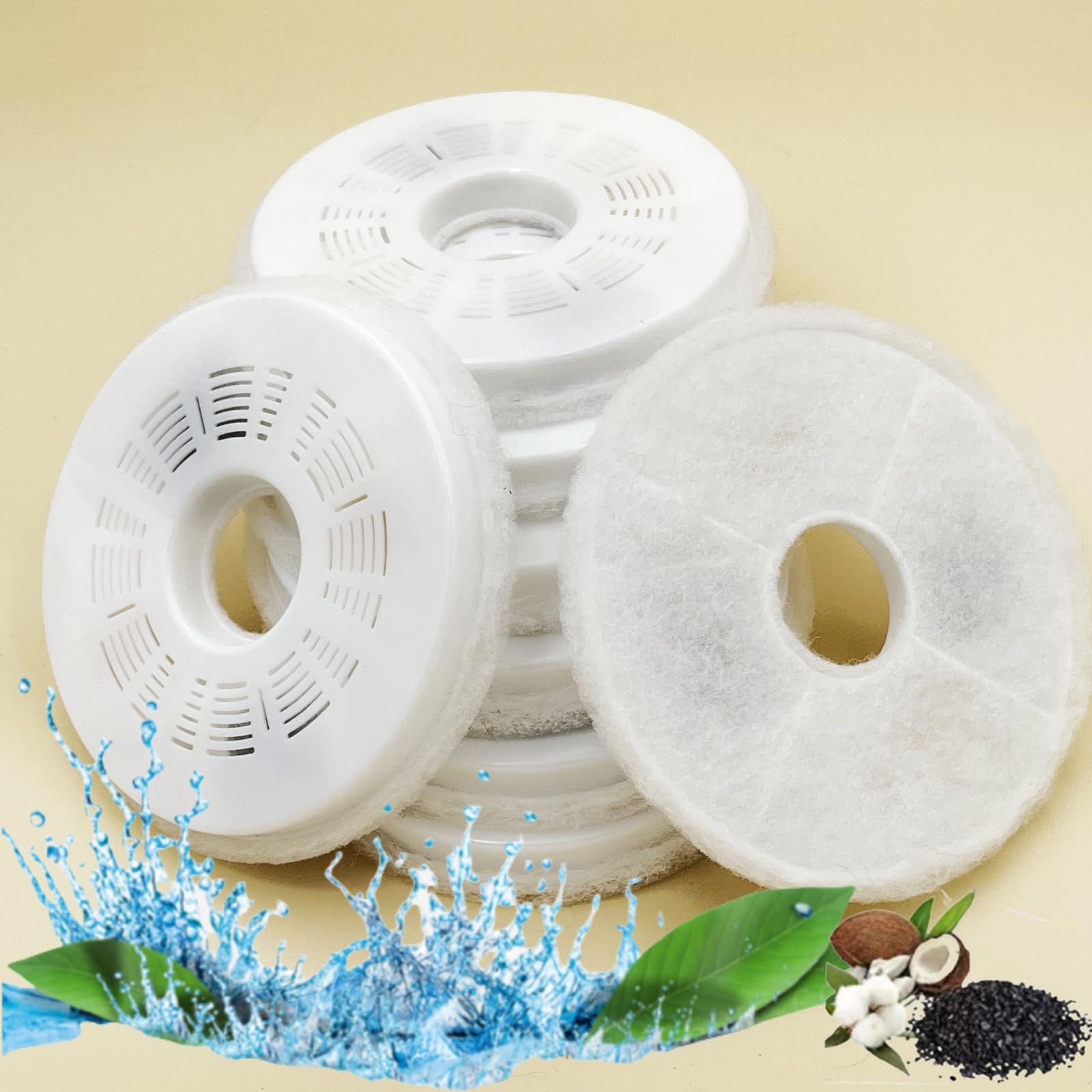 SZPENGC 8 Pack Cat Water Fountain Filters, Replacement Triple Action Flower Fountain Filters for Catit, 3L Pet Dog Cat Drinking Fountain Filter
