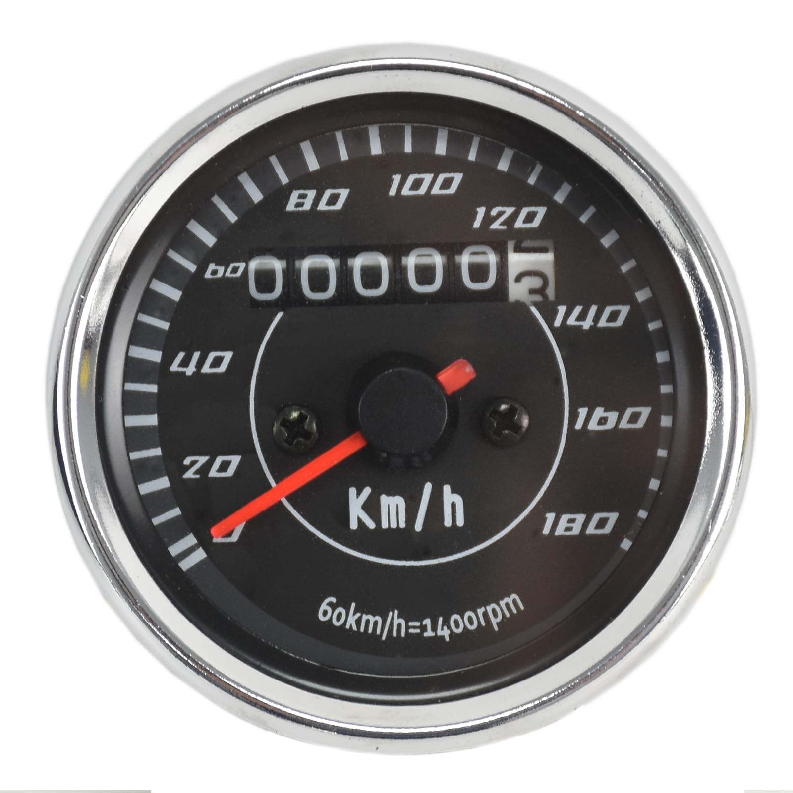 0051 Motorcycle Speedometer Odometer Gauges Aluminum 60MM/2.56IN Universal for Honda Yamaha Suzuki Kawasaki Silver