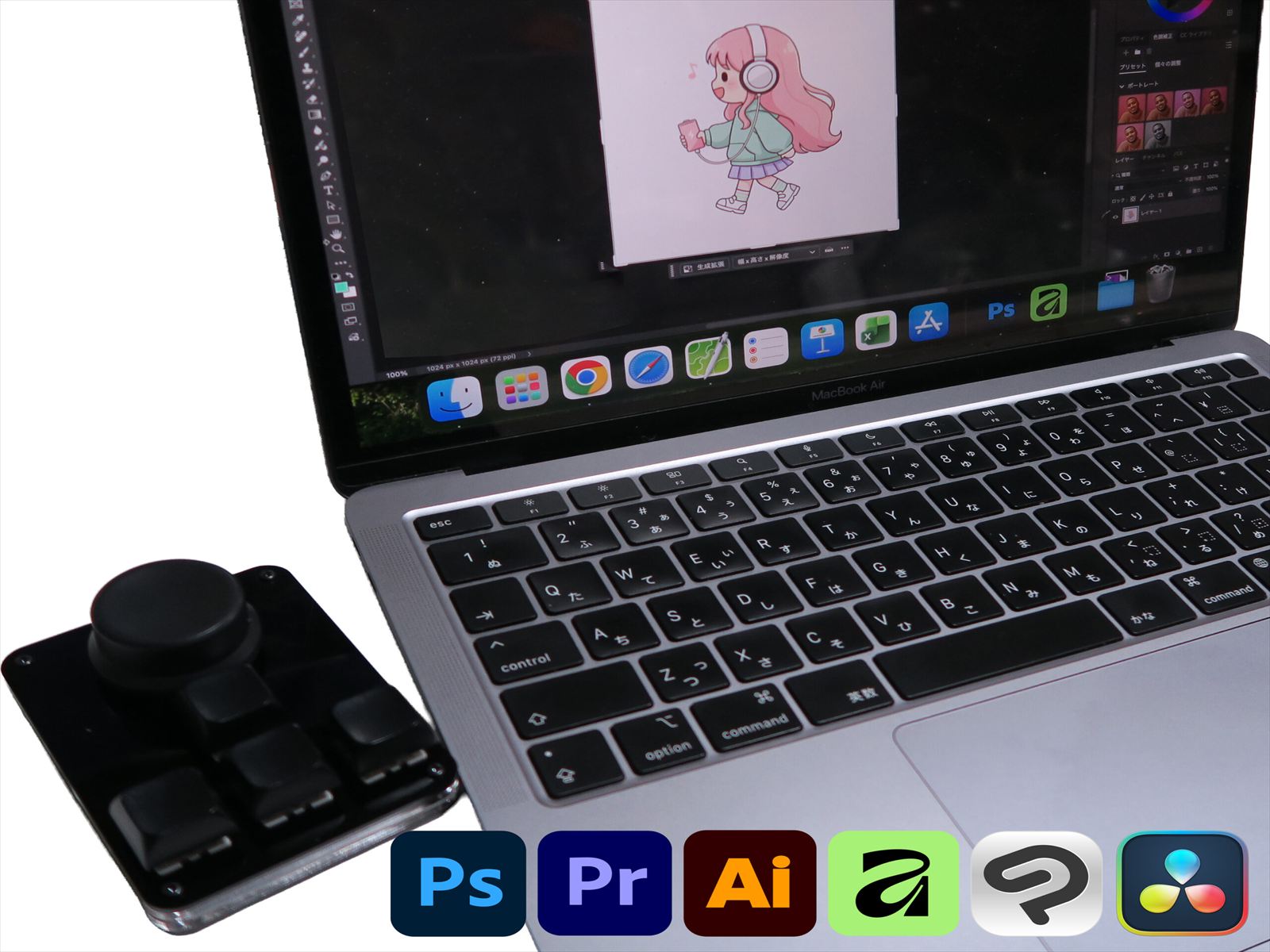 Amazon | USB ミニキーボード 片手 メカニカルキーボード 4キー+1ノブ