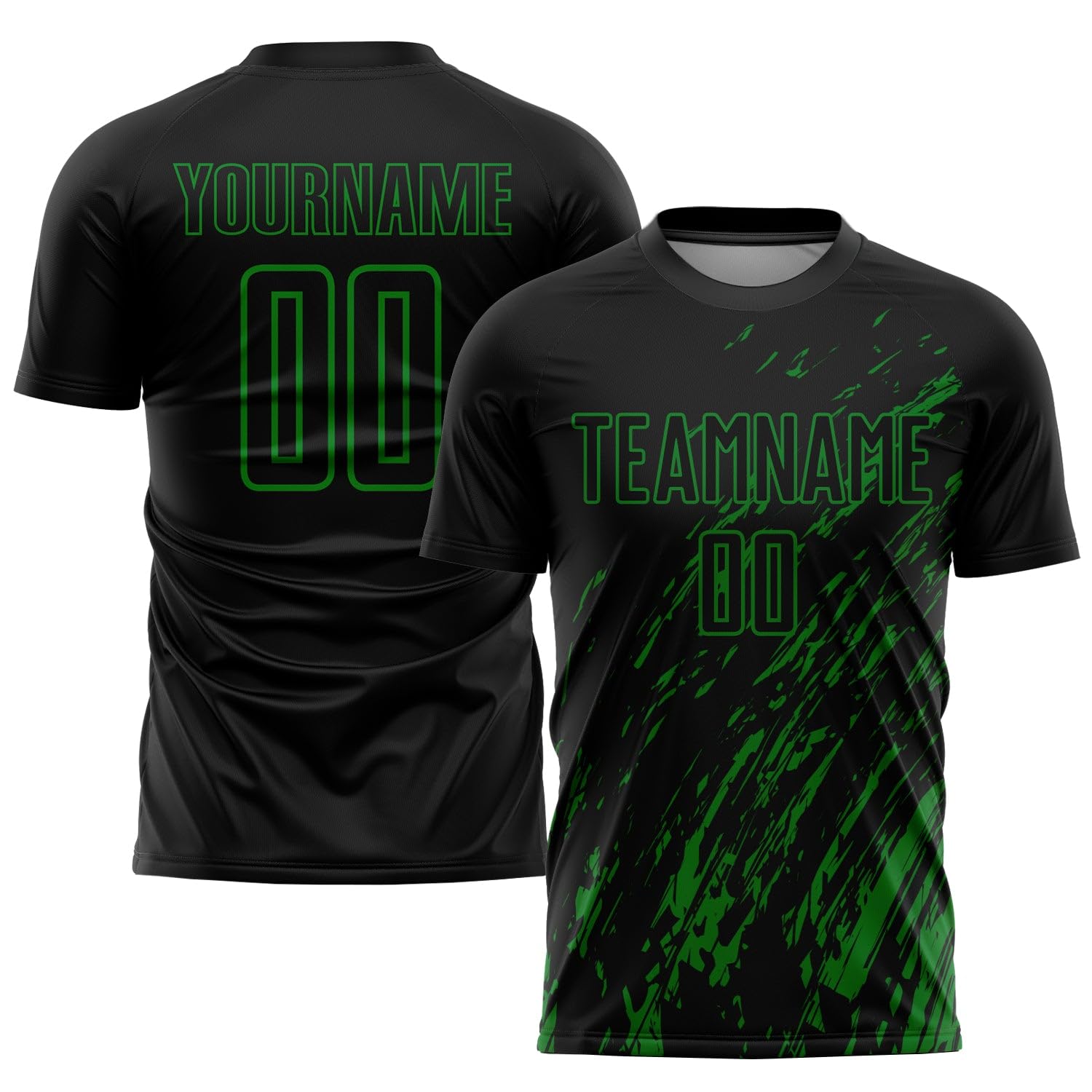 Custom Soccer Jerseys for Boys Men Women Youth, Black Grass Green Personalized Soccer Jersey Printed Name Number Logo Sports Jersey