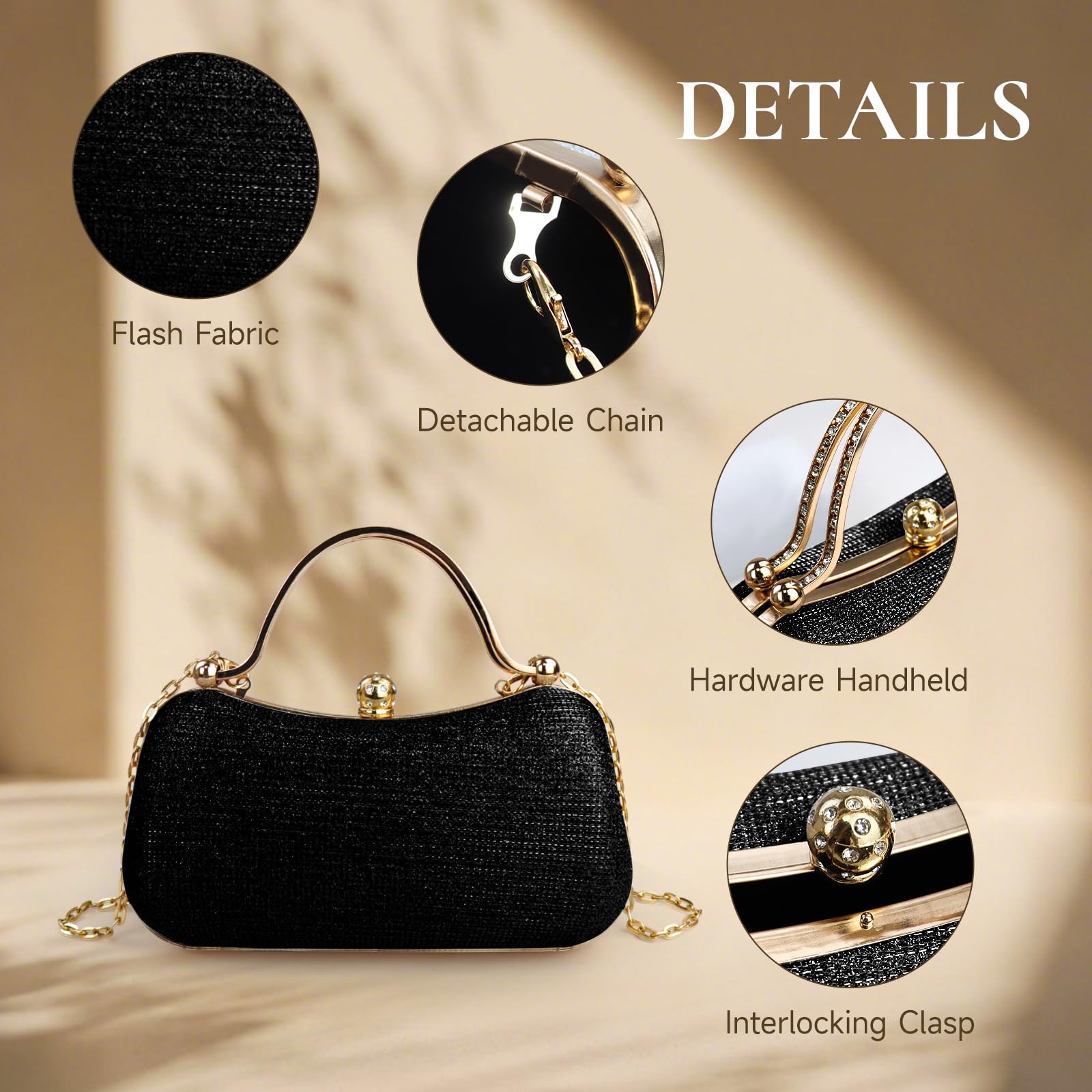 Damskie torebki wieczorowe, stylowe torebki z PCW na wieczór crossbody dla kobiet z odpinanym łańcuszkiem, elegancka błyszcząca torebka ze strasu, sprzęgło na imprezy, kolacje i wesele