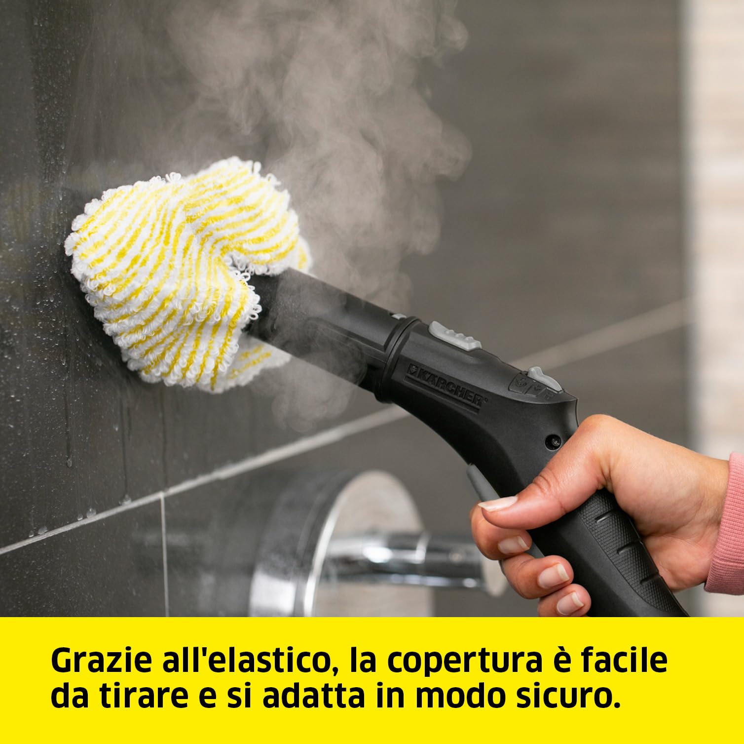 KÄRCHER Set di coperture per bocchetta manuale, 2 coperture in fibra pregiata per una rimozione e un assorbimento dello sporco efficaci, accessorio originale per i pulitori a vapore Kärcher