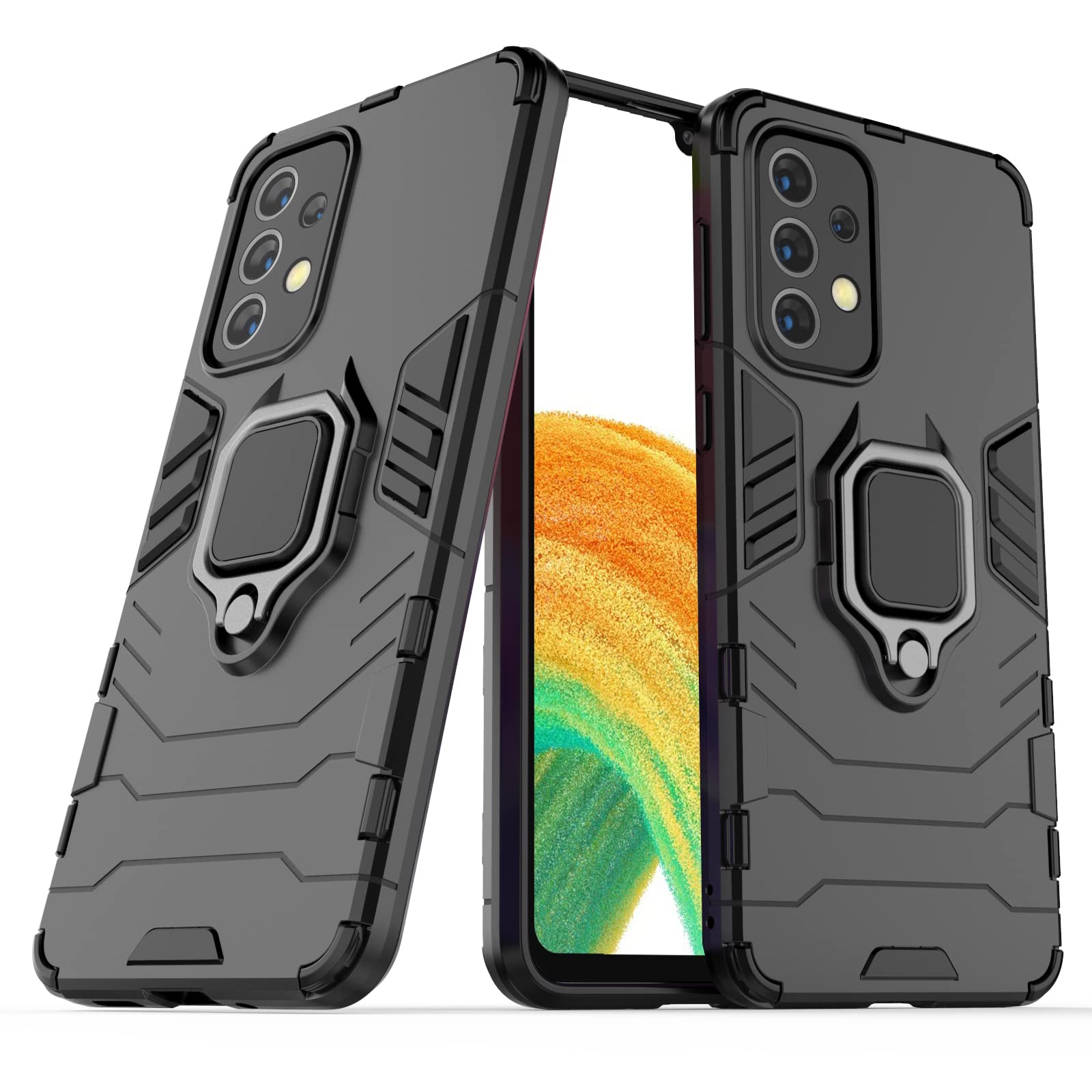 CEDO Rugged Samsung Galaxy A33 (5G) Defender Case | Rotating Ring Holder & Kickstand in-Built | Military Grade Armor | Bumper Back Cover (Black) (B09ZVCJ3RP) Amazon Price History, Amazon Price Tracker