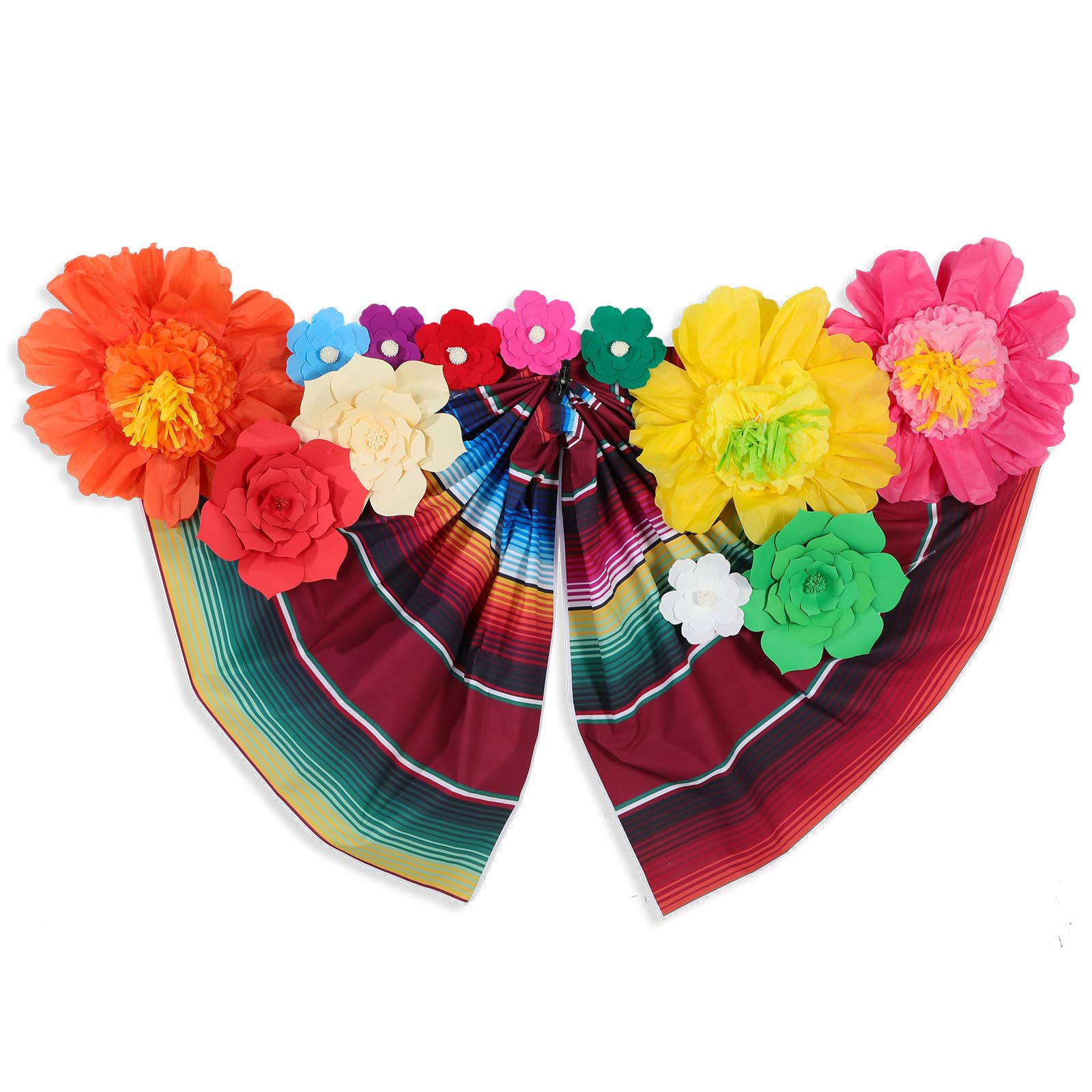 Knitgrip 13 Pcs Day of The Dead Party Backdrop Set Include 12 Pcs 24'' 12'' 8'' 3D Large Paper Flowers 6.9 x 4.9ft Mexican Fiesta Backdrop for Mexican