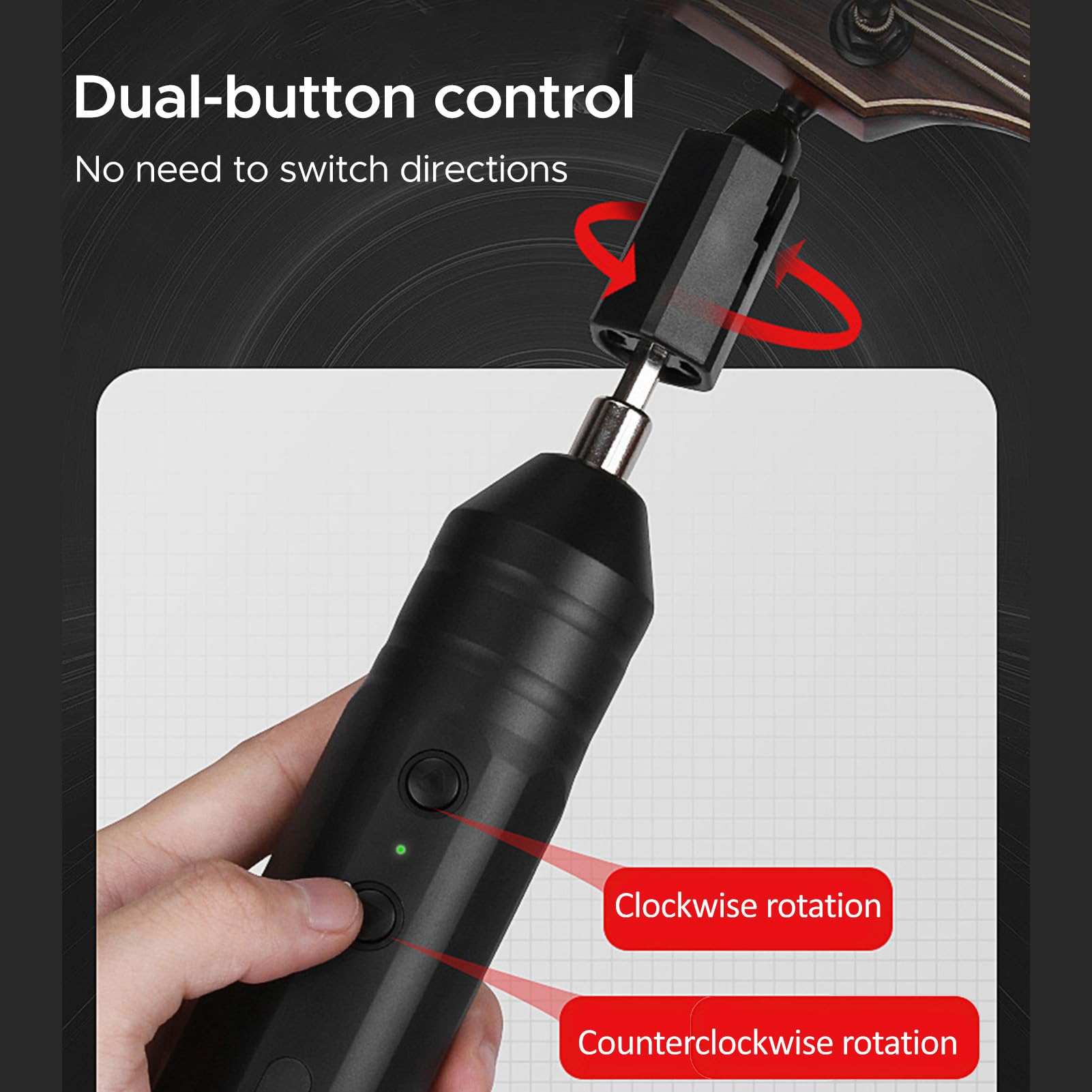 Asixxsix Enrollador de Cuerdas para Guitarra Eléctrica, Enrollador de Cuerdas Automático Recargable para Guitarra Eléctrica Acústica, bajo, Ukelele, Accesorios, Herramienta de Cambio de