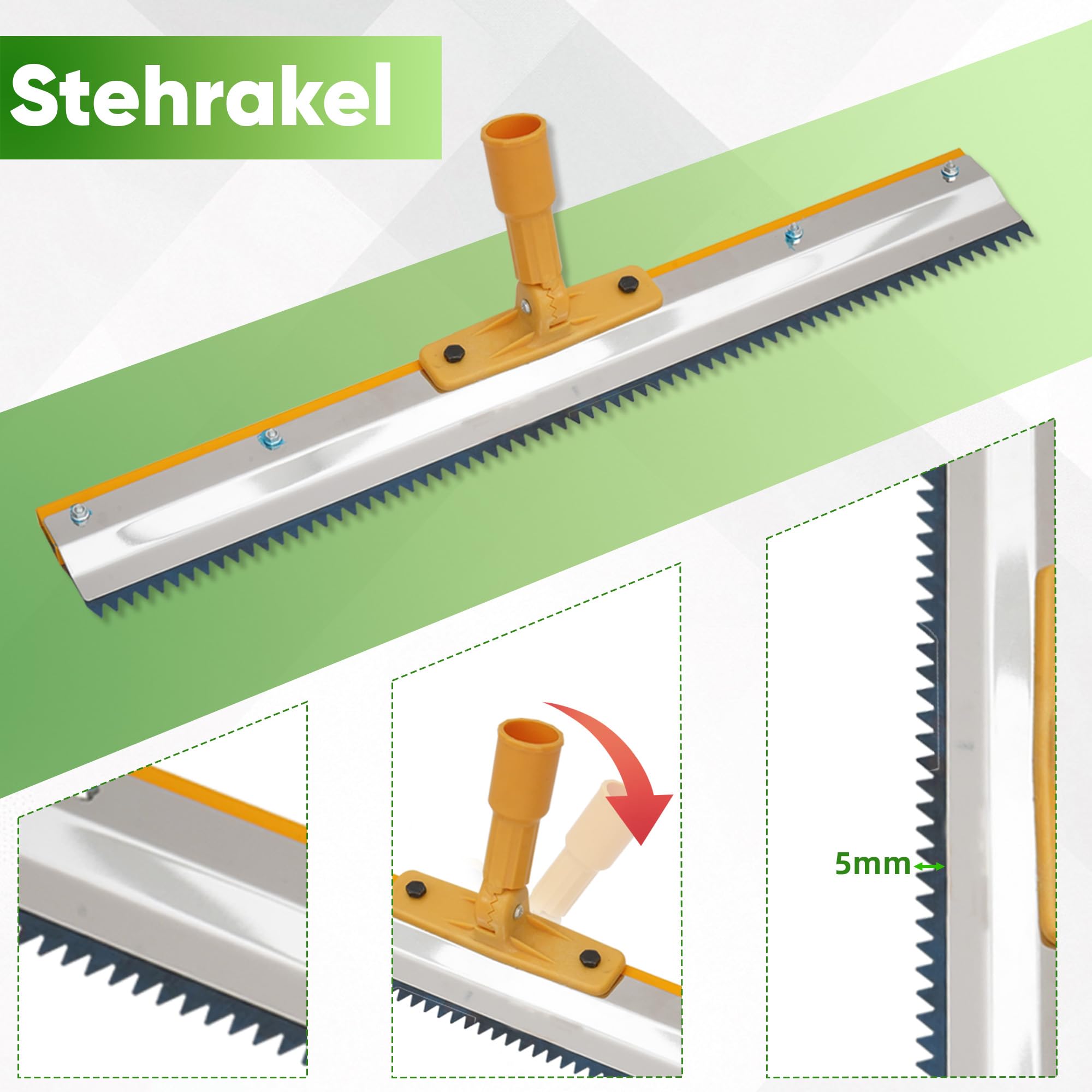 Bodenbeschichtungs-Set, verstellbarem Teleskopstiel von 42-162 cm, vertikalem Spachtel, 56 cm großflächiger Spachtel mit Nylonstollen und Roller, Reinigungsset für Wand- und Bodenbearbeitung