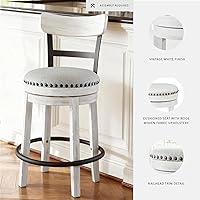 Vista 4 de Signature Design by Ashley Valebeck Taburete de bar giratorio moderno de 24.5 pulgadas con altura de mostrador – lavado blanco rústico-industrial