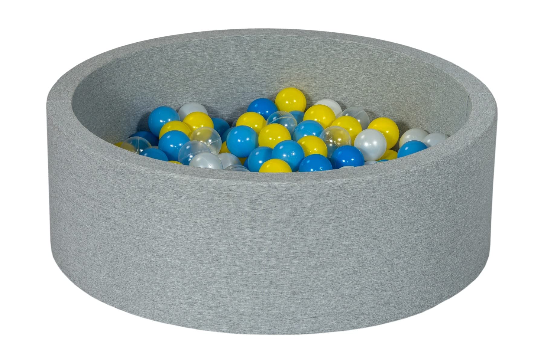 Velinda Soft Jersey Baby Kids Children Ball Pit with 150 balls, Gift (Balls colours: pearl, transparent, yellow, blue, light blue) — image 1