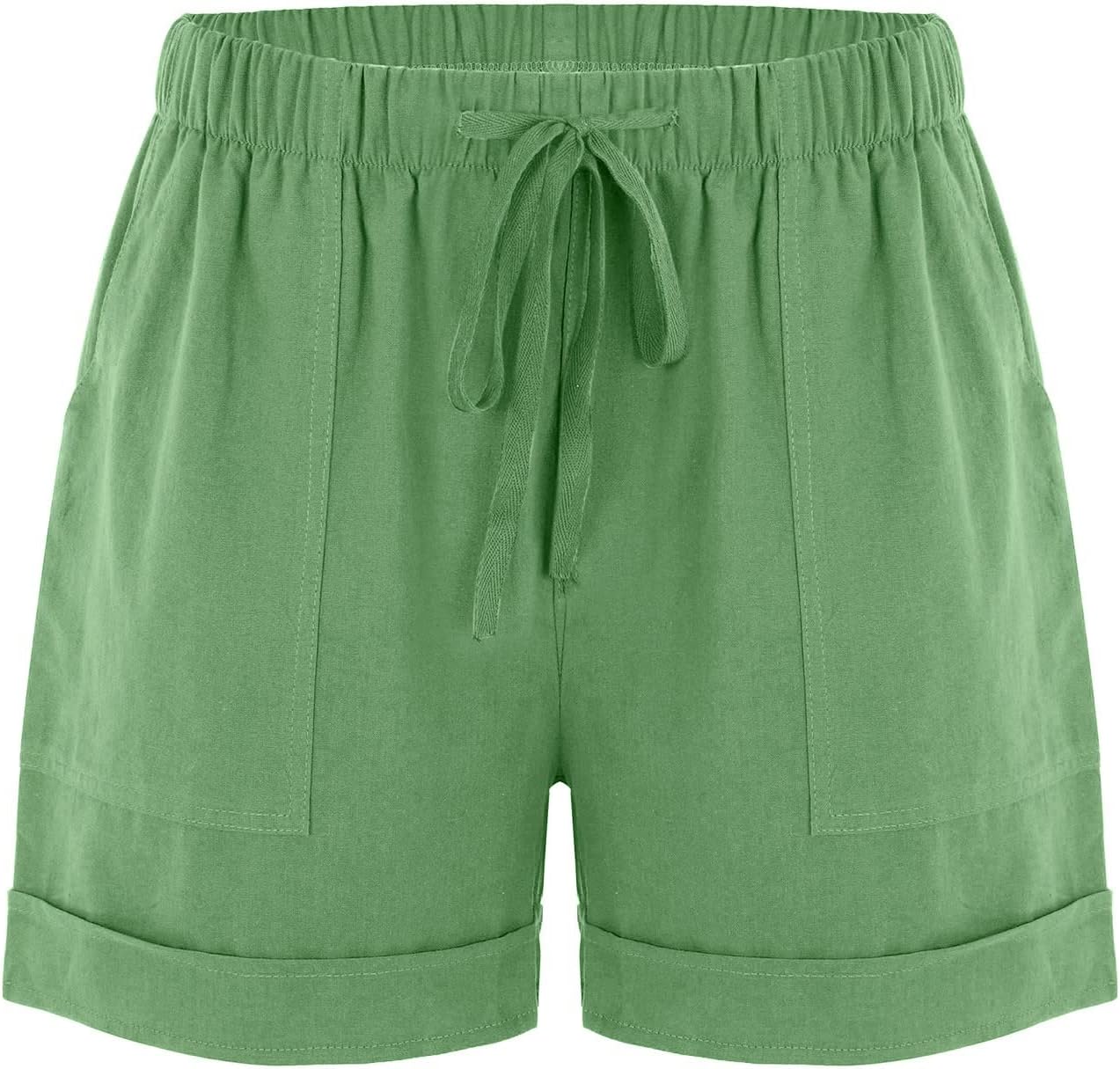 Linen Blend Short for Women Summer Drawstring Wide Leg Lounge Shorts with Pockets Women Loose Holiday Beach Short