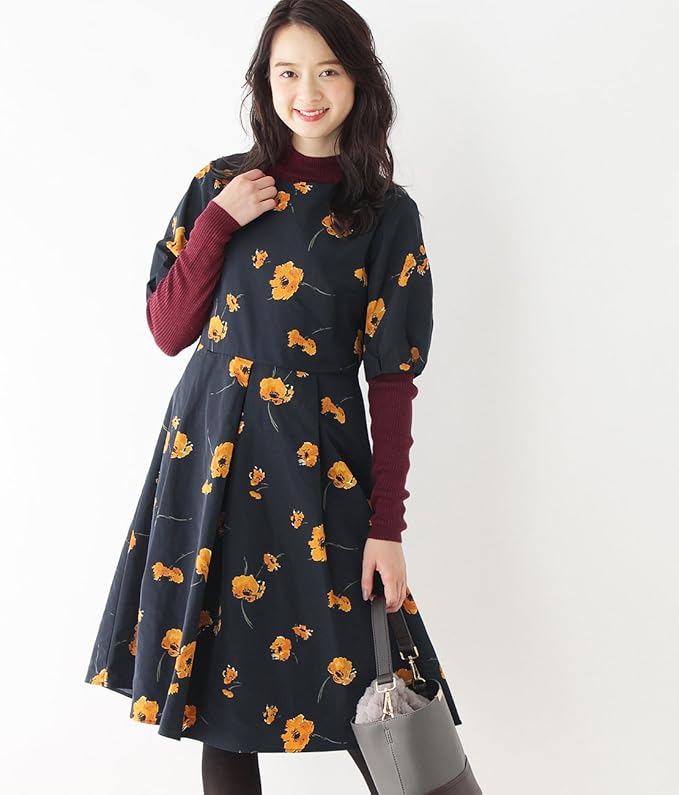 Amazon Co Jp インデックス Index ミドルカメリアワンピース C 03 L ブラック 119 服 ファッション小物