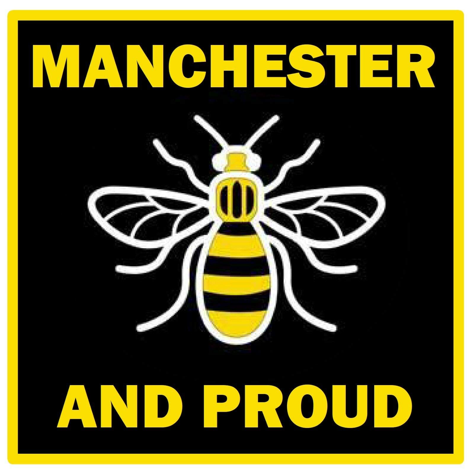 BCTS Manchester Bee (Proud) Fun Novelty Sign Souvenir Coasters Funny Metal Sign Crossing Traffic Novelty Square Sign 12x12 inch