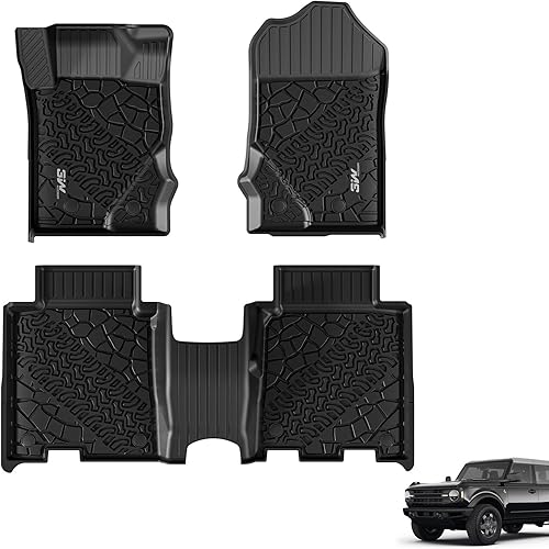 Miniatura 10 de 3W Alfombrillas de piso de 2 puertas para Ford Bronco 2021, 2022, 2022, 2023, 2024, aptas para todo tipo de clima, accesorios de automóvil de