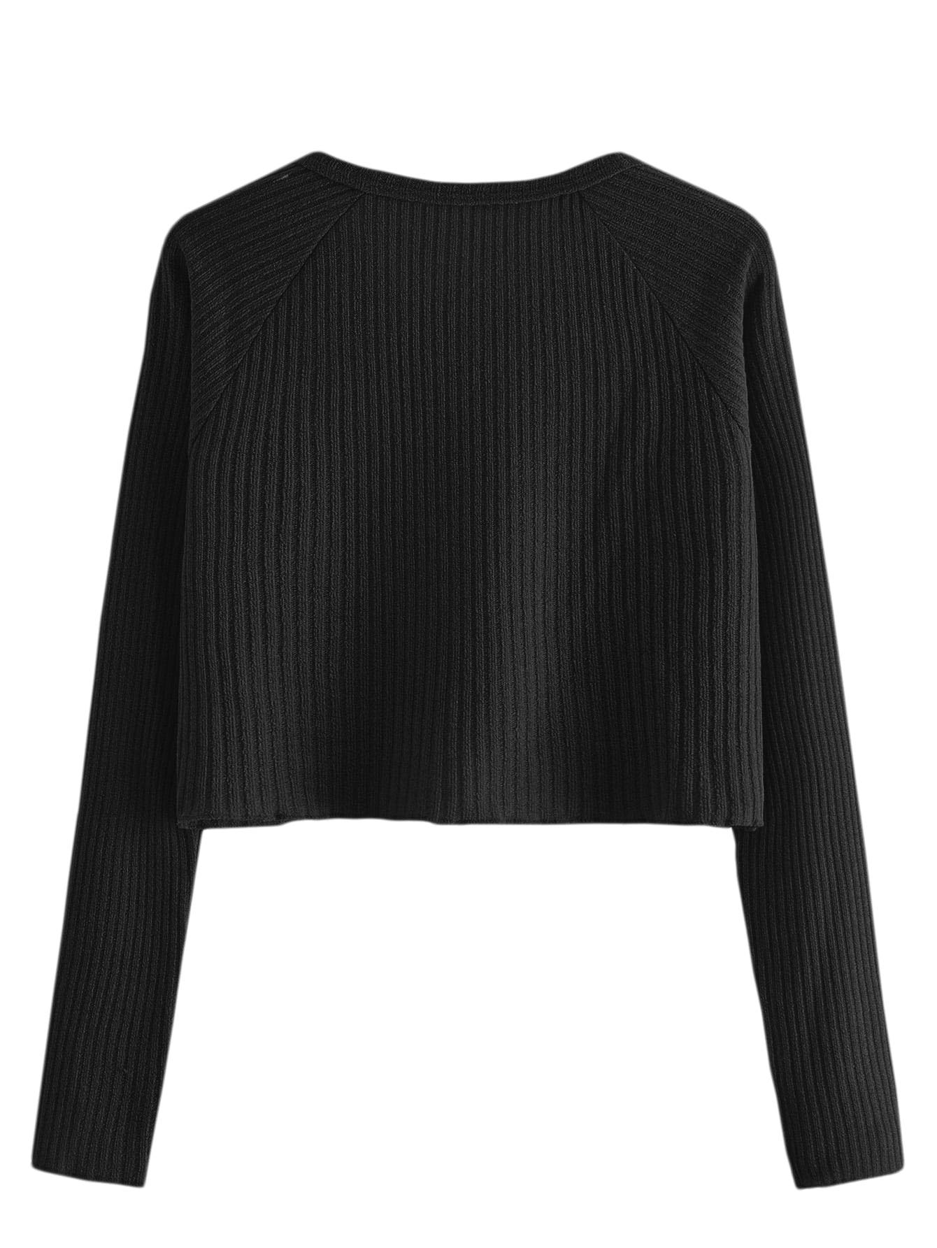 SweatyRocks Women's Casual Solid Ribbed Knit Raglan Long Sleeve Crop Top T Shirt