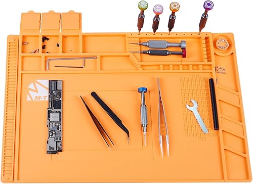 M-T Alfombrilla magnética de reparación de alta calidad, de tono cálido, de silicona, resistente al calor, 932 F, segura para teléfono, laptop,